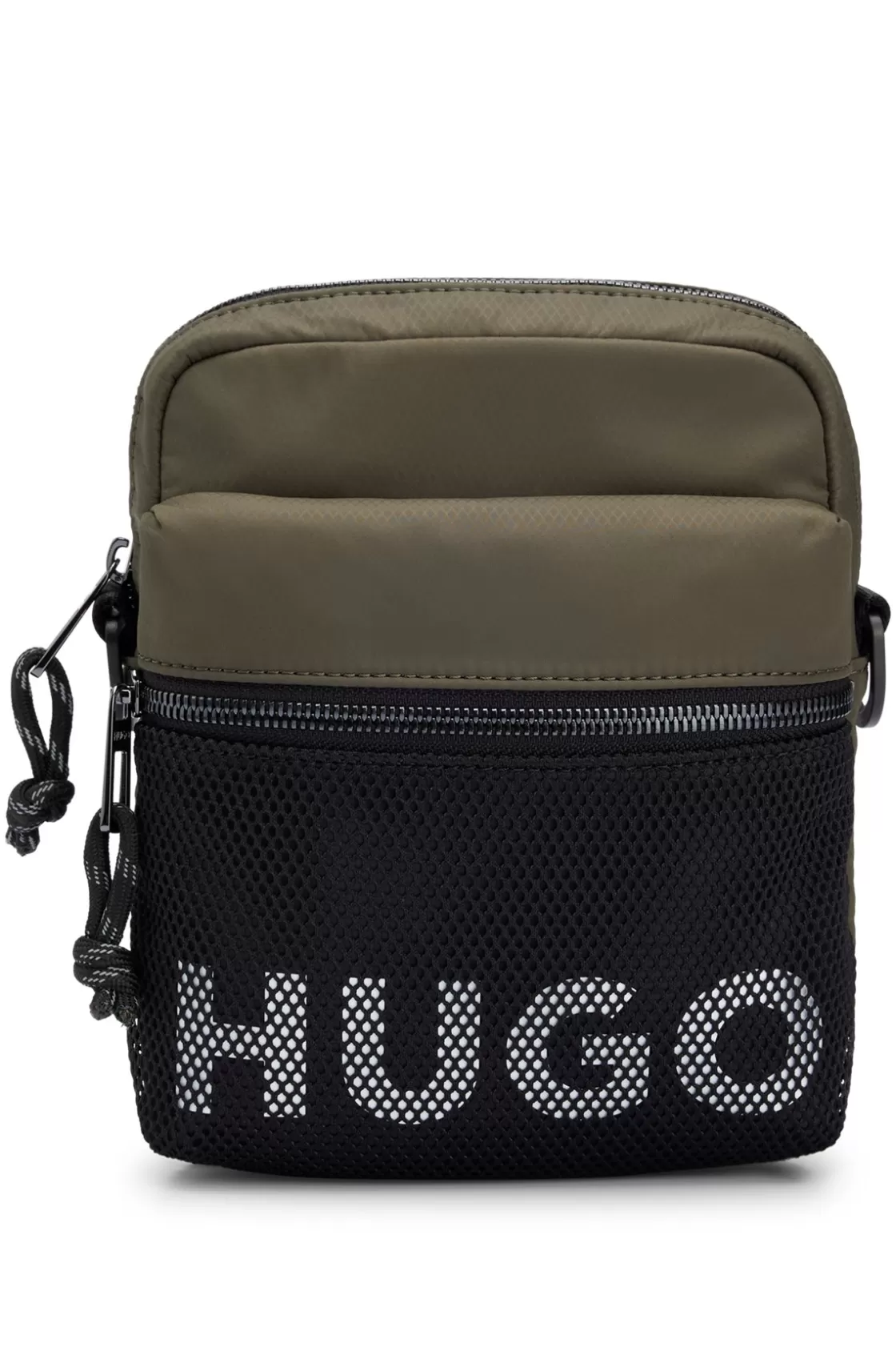 HUGO BOSS Reporter Bag With Contrast Logo And Mesh Overlay Khaki Fashion
