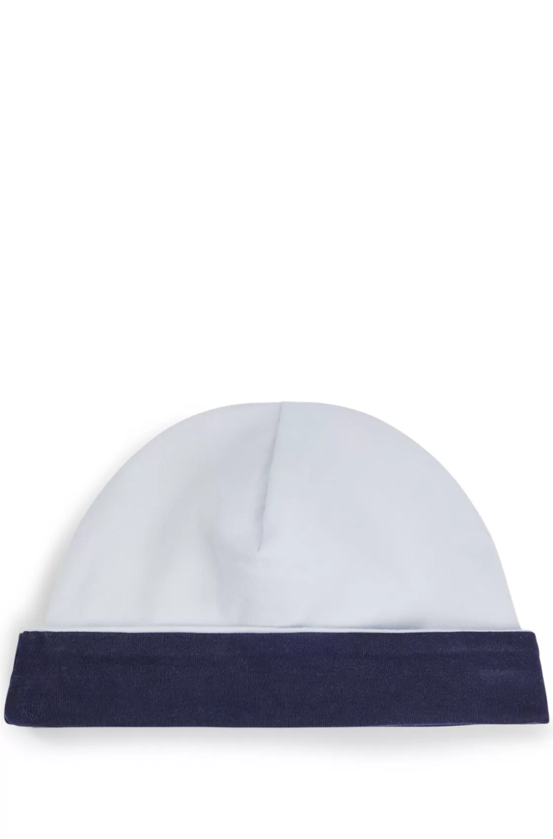 HUGO BOSS Reversible Baby Hat In Cotton With Logo Details Light Blue Store