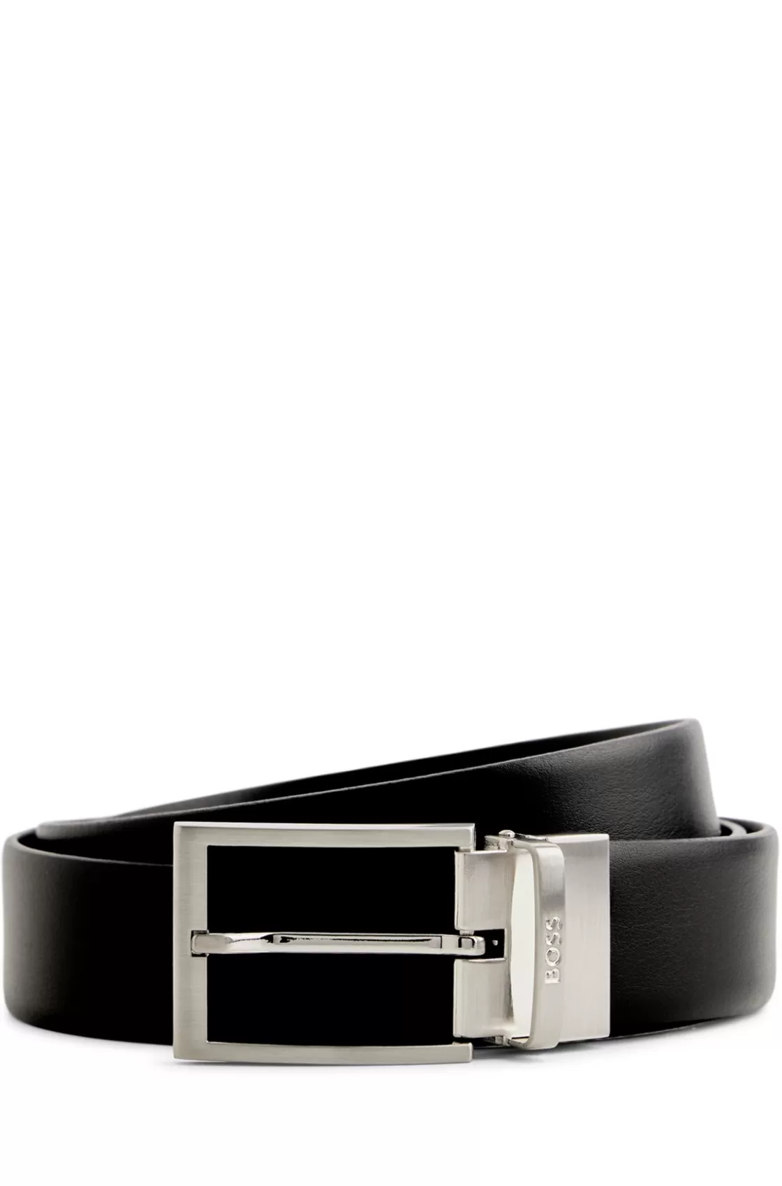 HUGO BOSS Reversible Italian-leather Belt With Logo Keeper Black Cheap