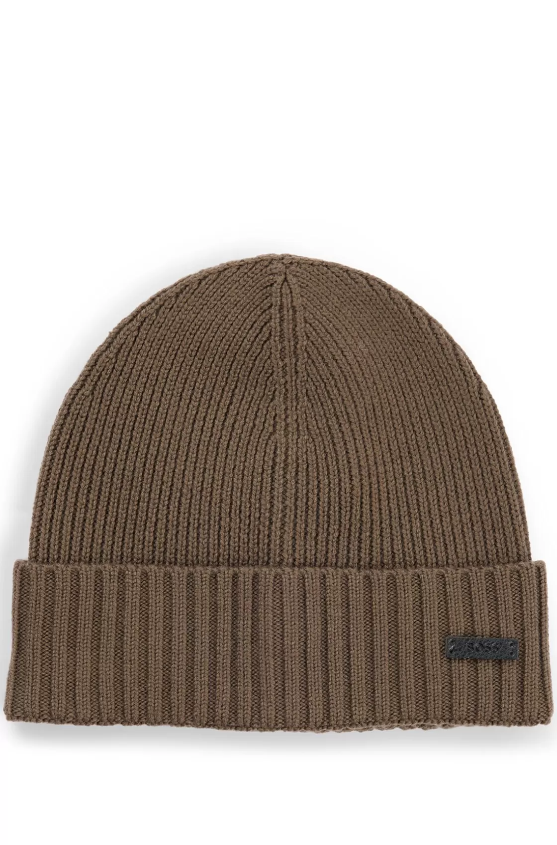 HUGO BOSS Ribbed Beanie Hat In Virgin Wool Light Green Shop