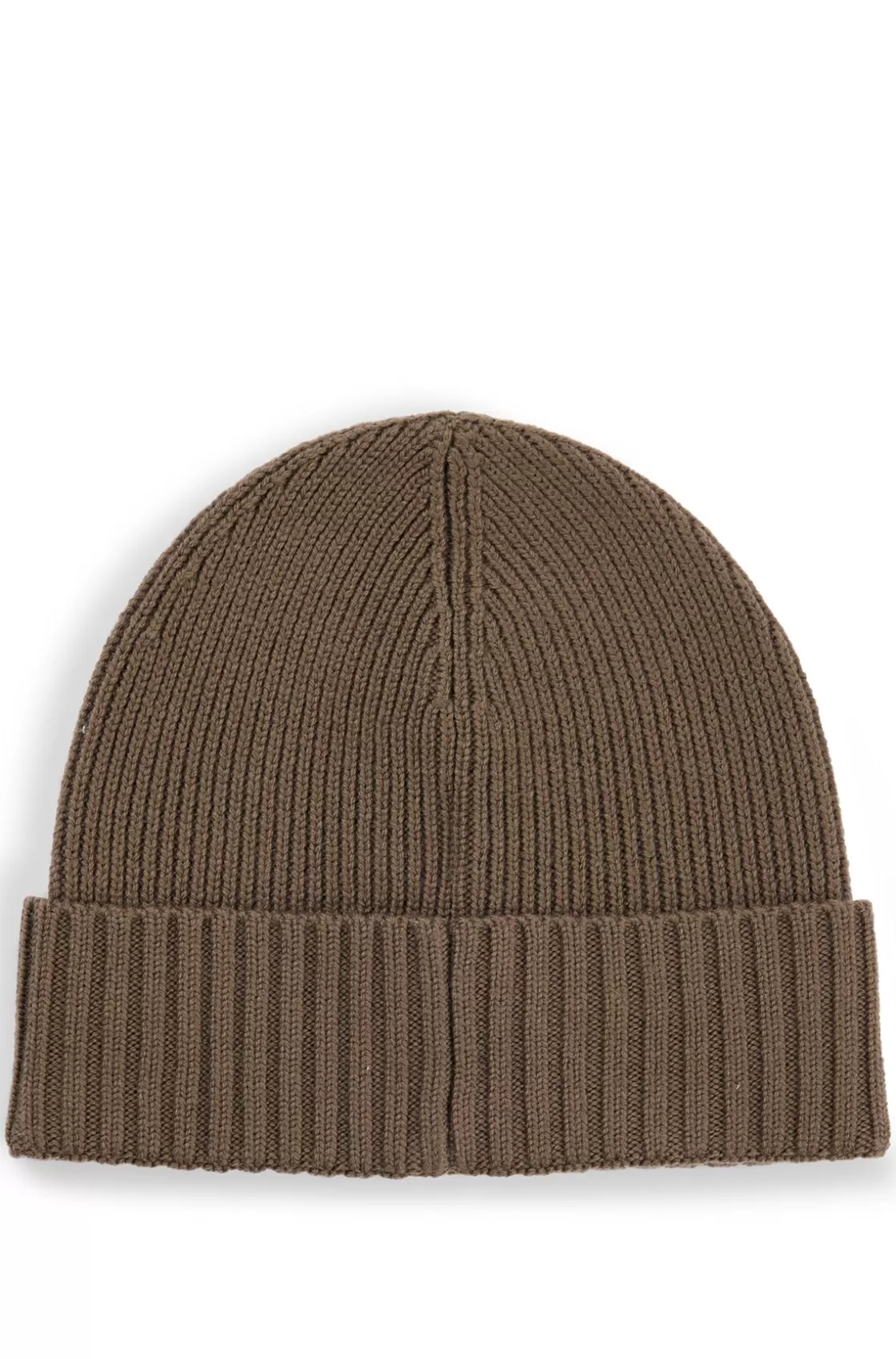 HUGO BOSS Ribbed Beanie Hat In Virgin Wool Light Green Shop