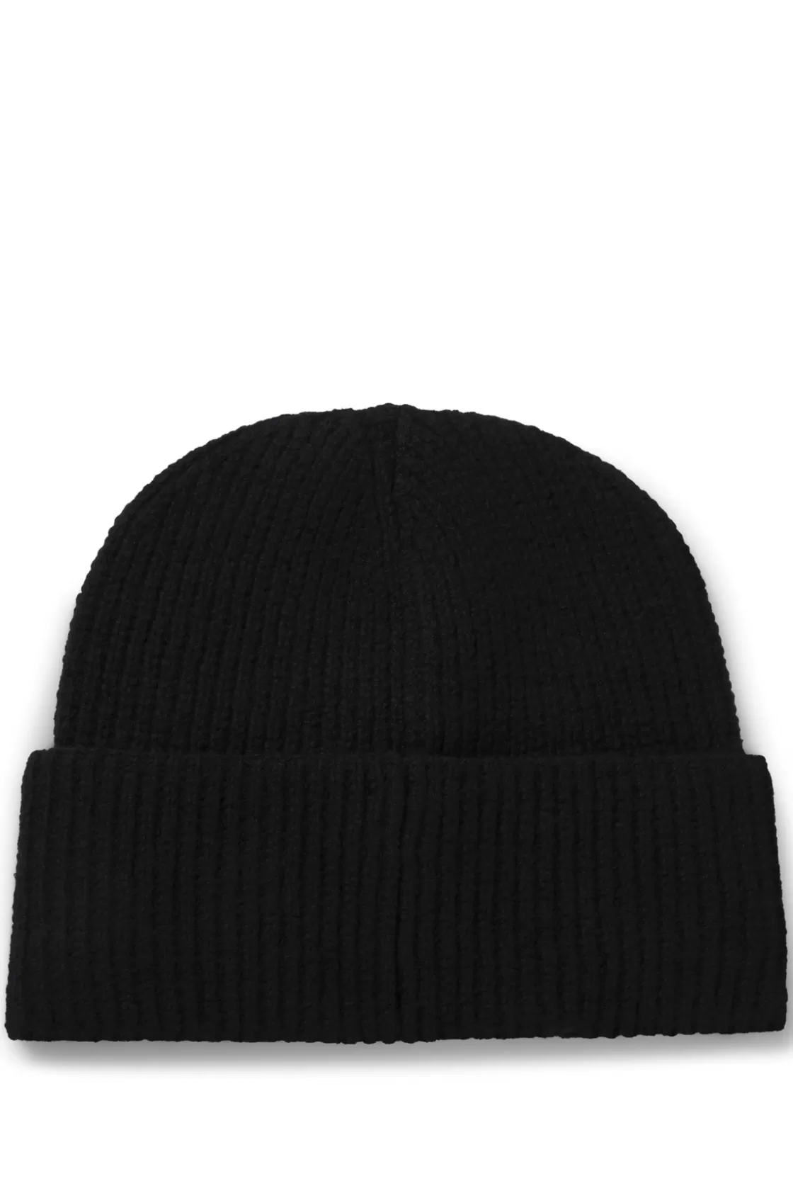 HUGO BOSS Ribbed Beanie Hat With Embroidered Handwritten Logo Black Store