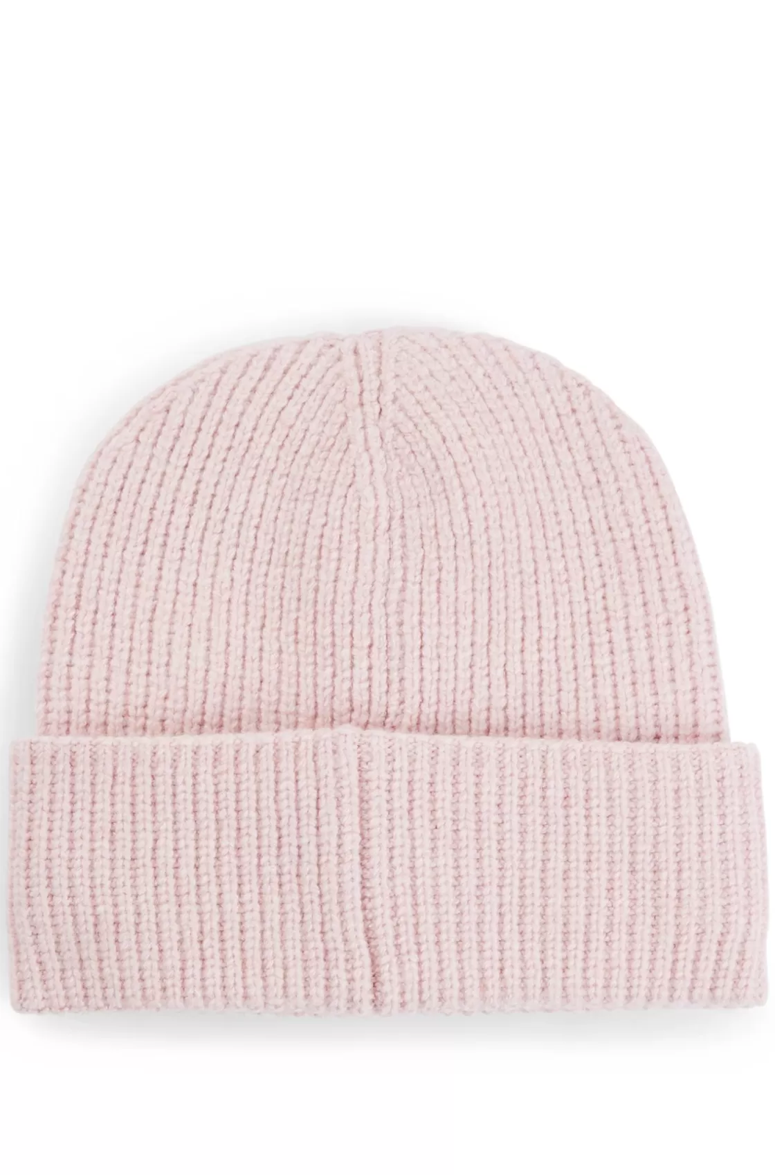 HUGO BOSS Ribbed Beanie Hat With Embroidered Handwritten Logo light pink Cheap