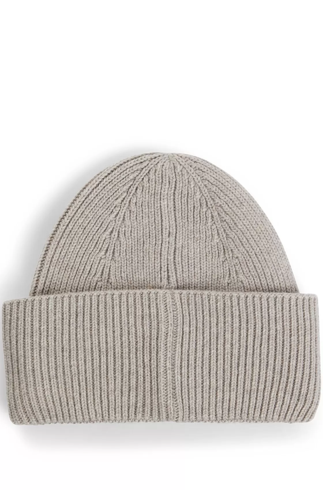 HUGO BOSS Ribbed Beanie Hat With Signature-stripe Trim Light Grey Sale