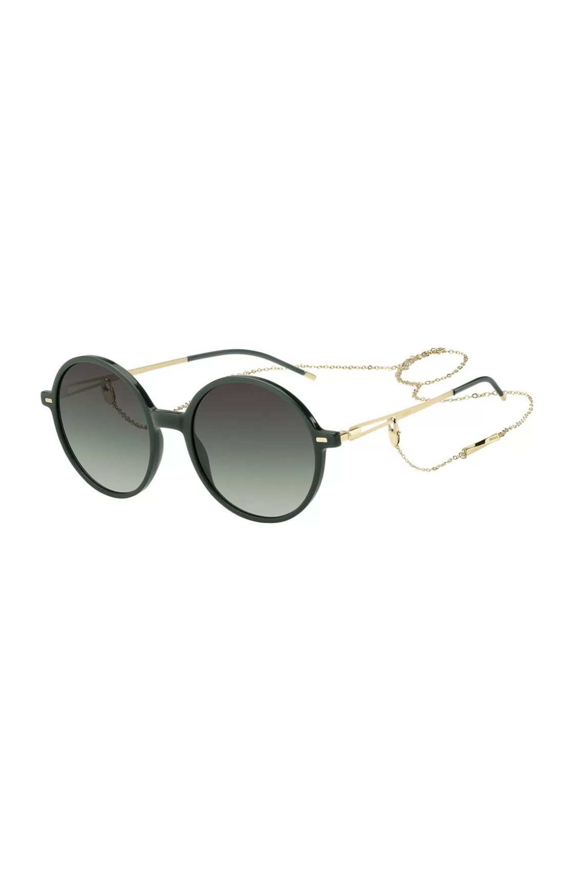 HUGO BOSS Round-frame Sunglasses In Green Acetate With Branded Chain Assorted-Pre-Pack Cheap