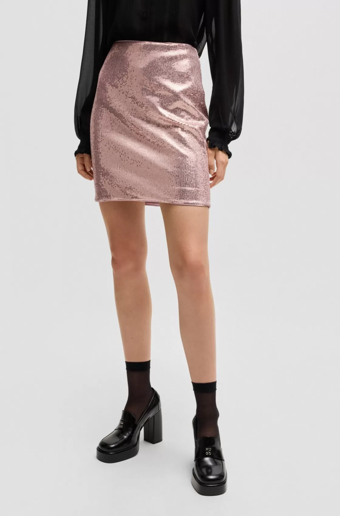 HUGO BOSS Sequined Mini Skirt light pink Store