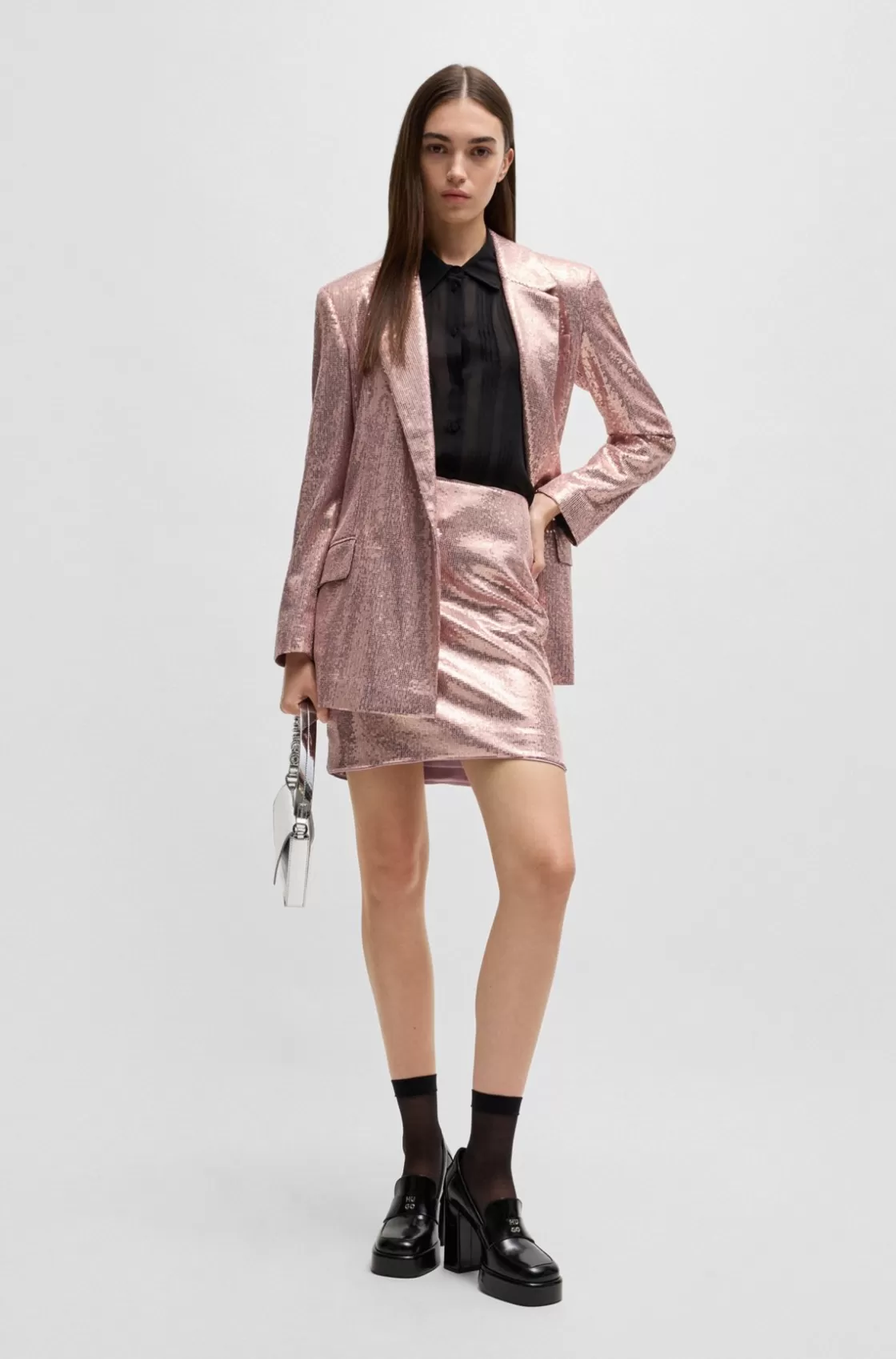 HUGO BOSS Sequined Mini Skirt light pink Store
