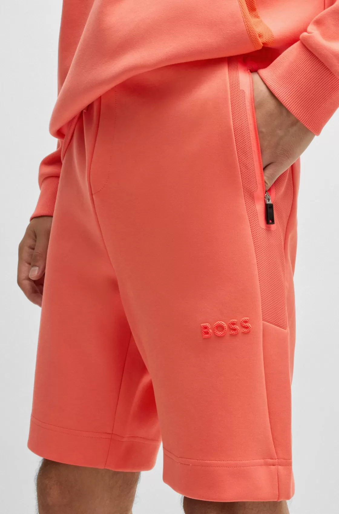 HUGO BOSS Shorts With 3D-molded Logo Light Red Flash Sale