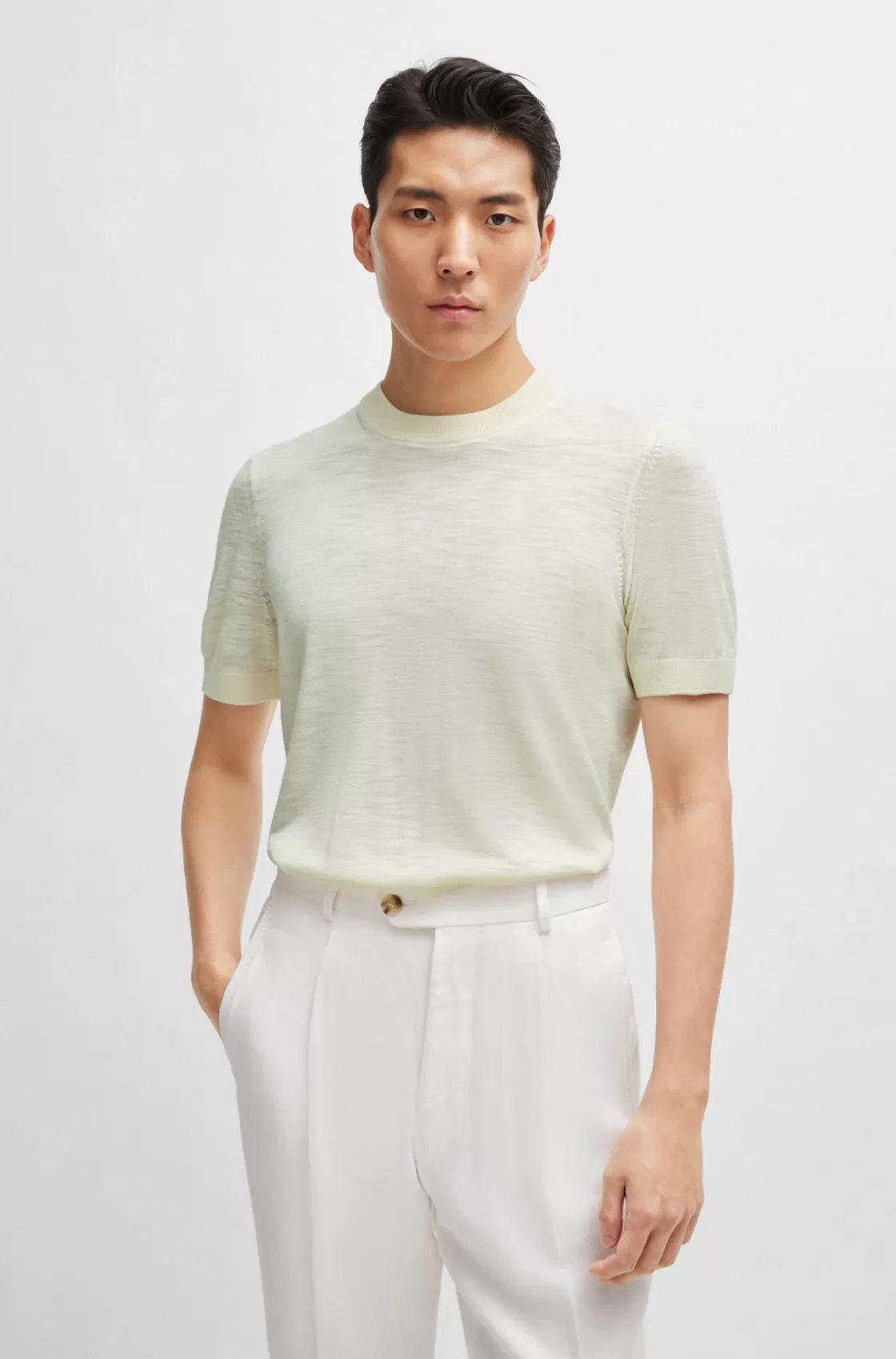 HUGO BOSS Short-sleeved Sweater In Tussah Silk White Sale
