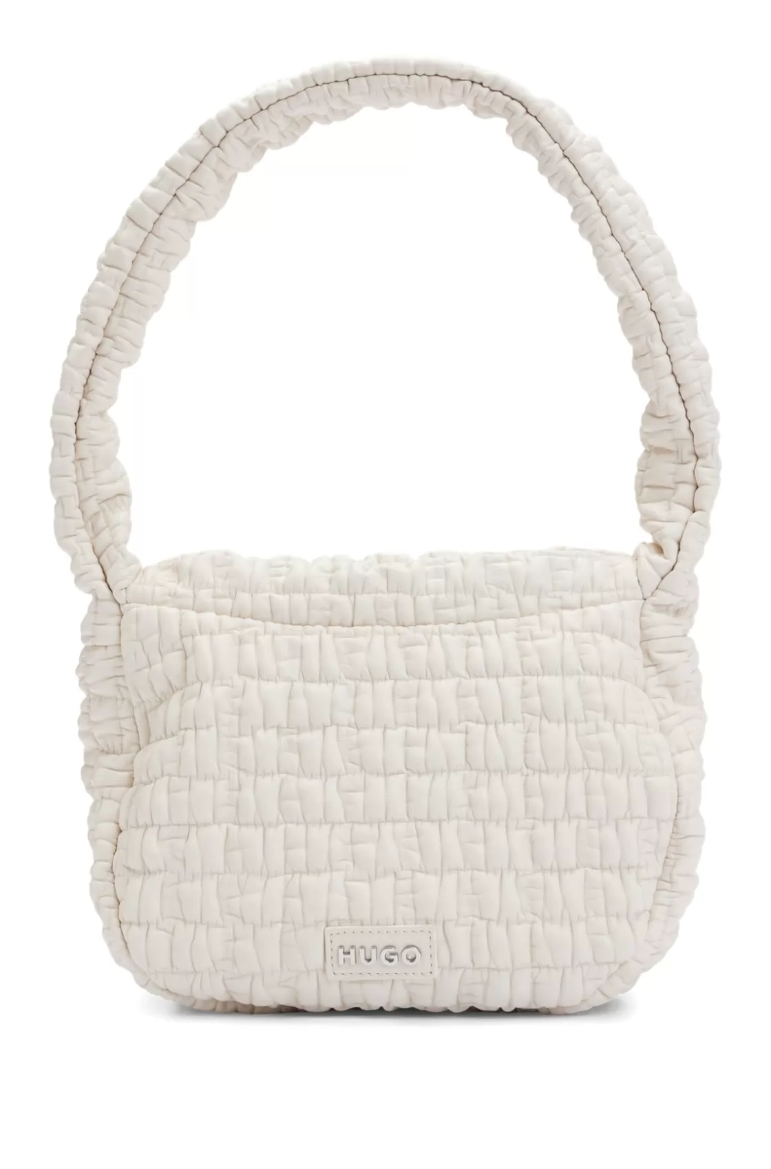 HUGO BOSS Shoulder Bag In Quilted-effect Faux Leather White New