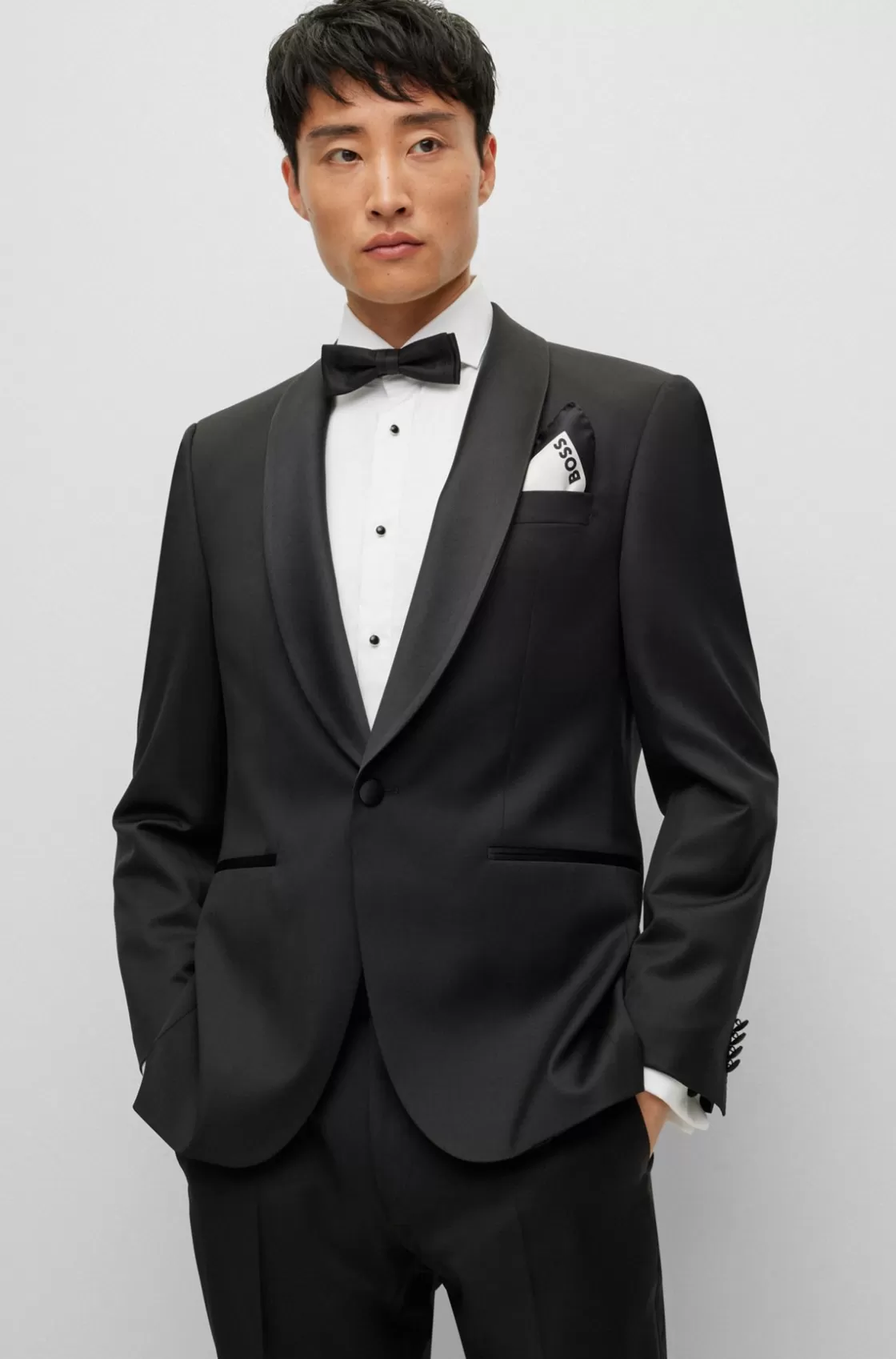 HUGO BOSS Silk Pocket Square With Border And Logo Black Flash Sale