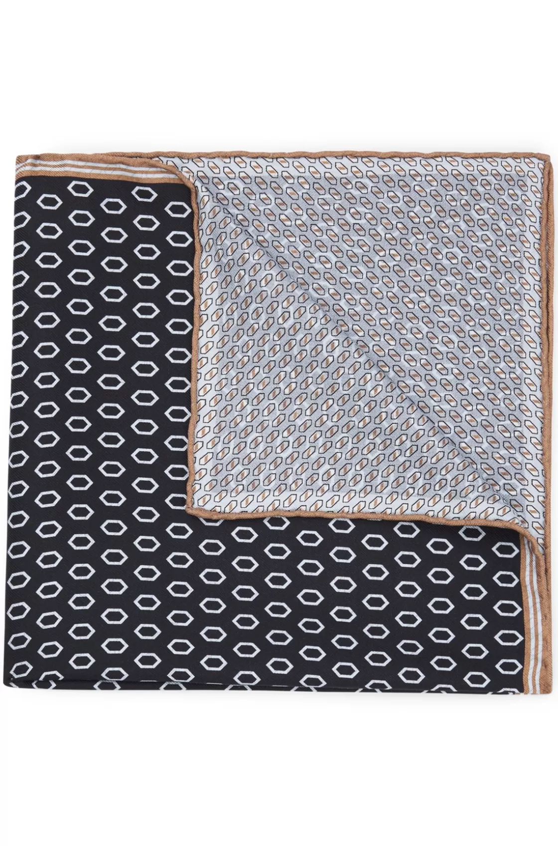 HUGO BOSS Silk Pocket Square With Seasonal Prints Dark Blue Flash Sale