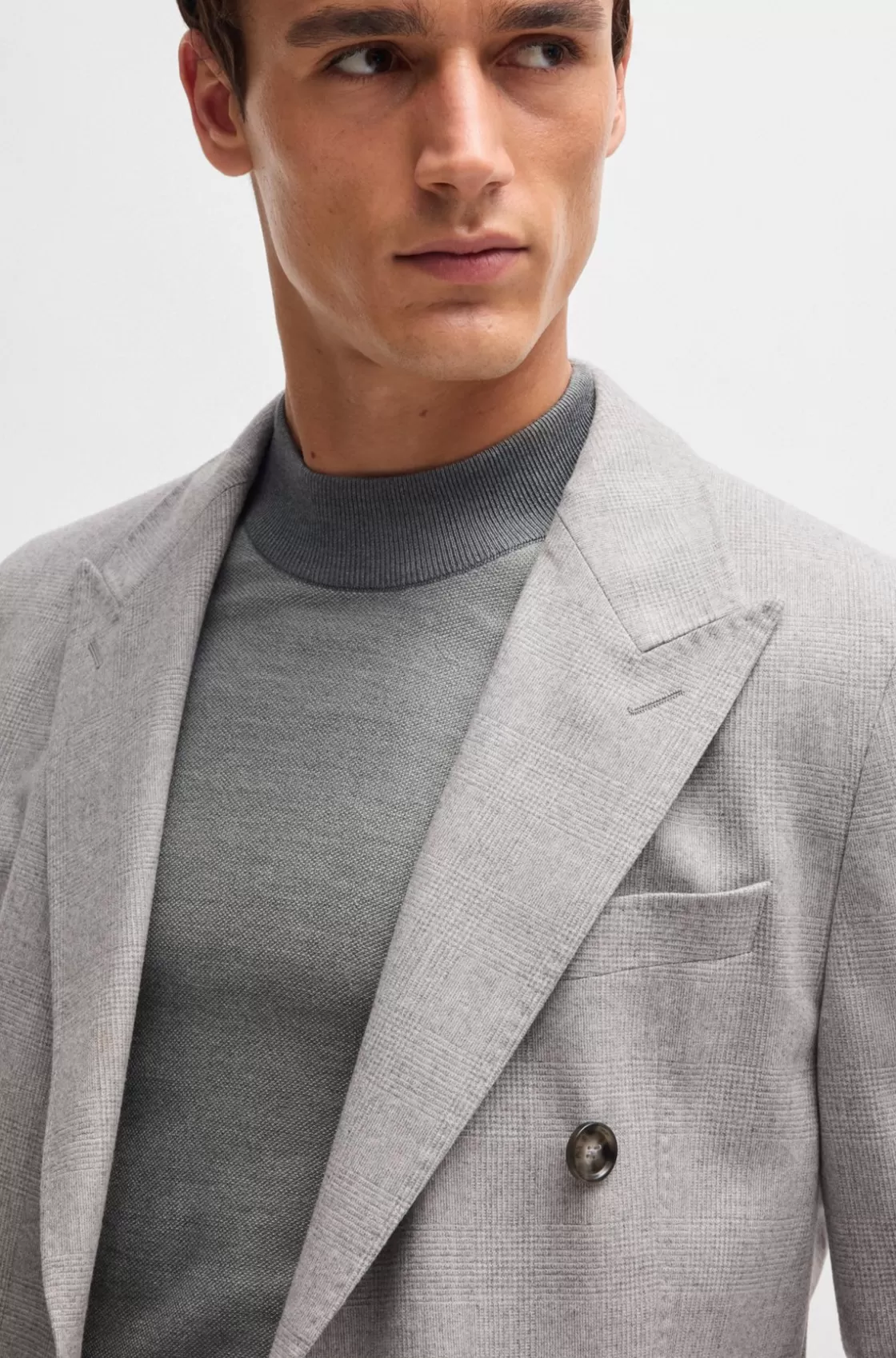HUGO BOSS Silk Regular-fit Sweater With Knitted Structure Grey Best
