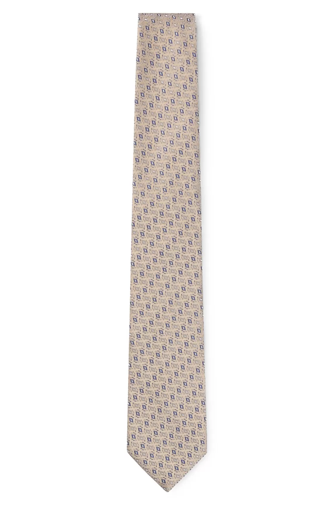 HUGO BOSS Silk Tie With Jacquard Pattern Beige Cheap
