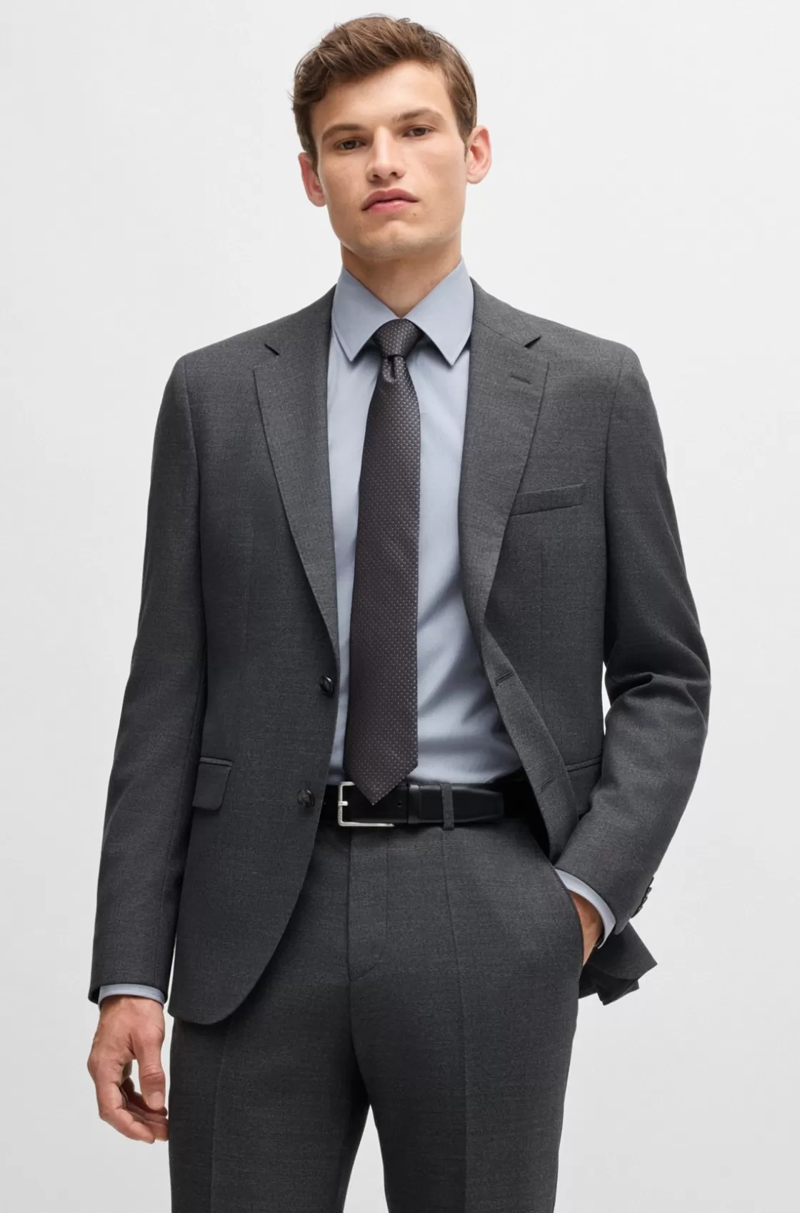 HUGO BOSS Silk Tie With Jacquard Pattern Grey Discount