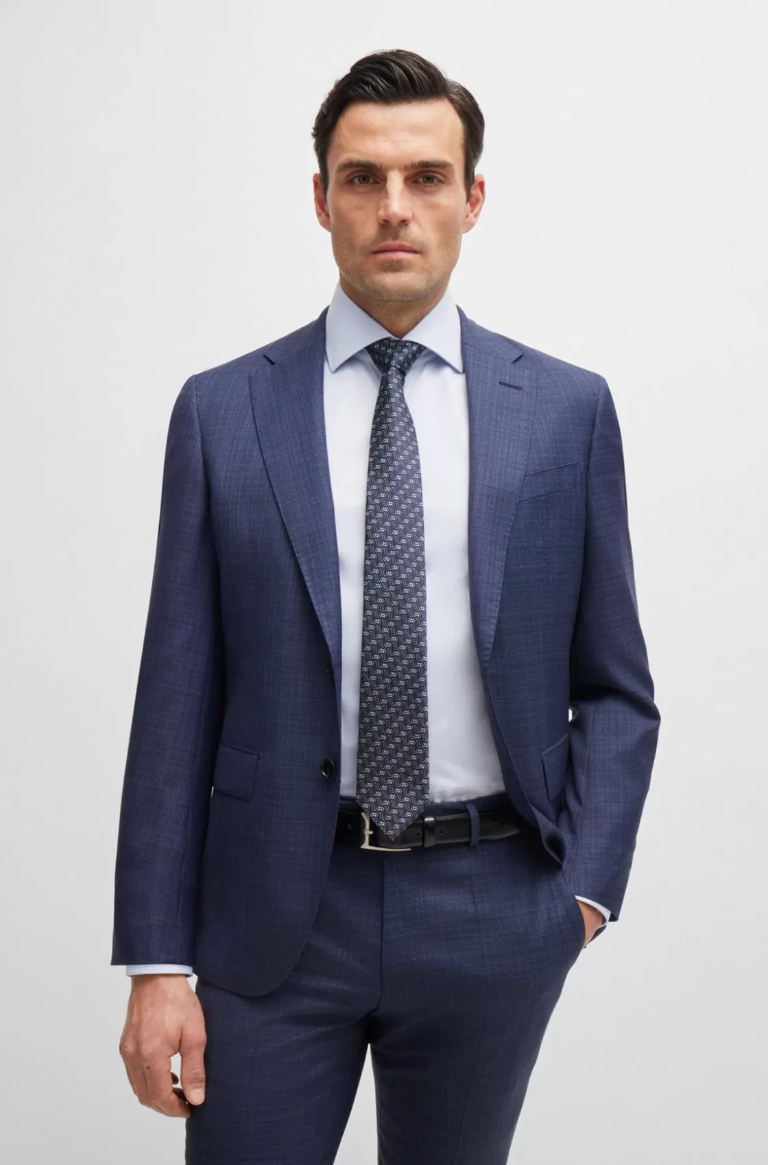 HUGO BOSS Silk Tie With Jacquard Pattern Dark Blue Shop