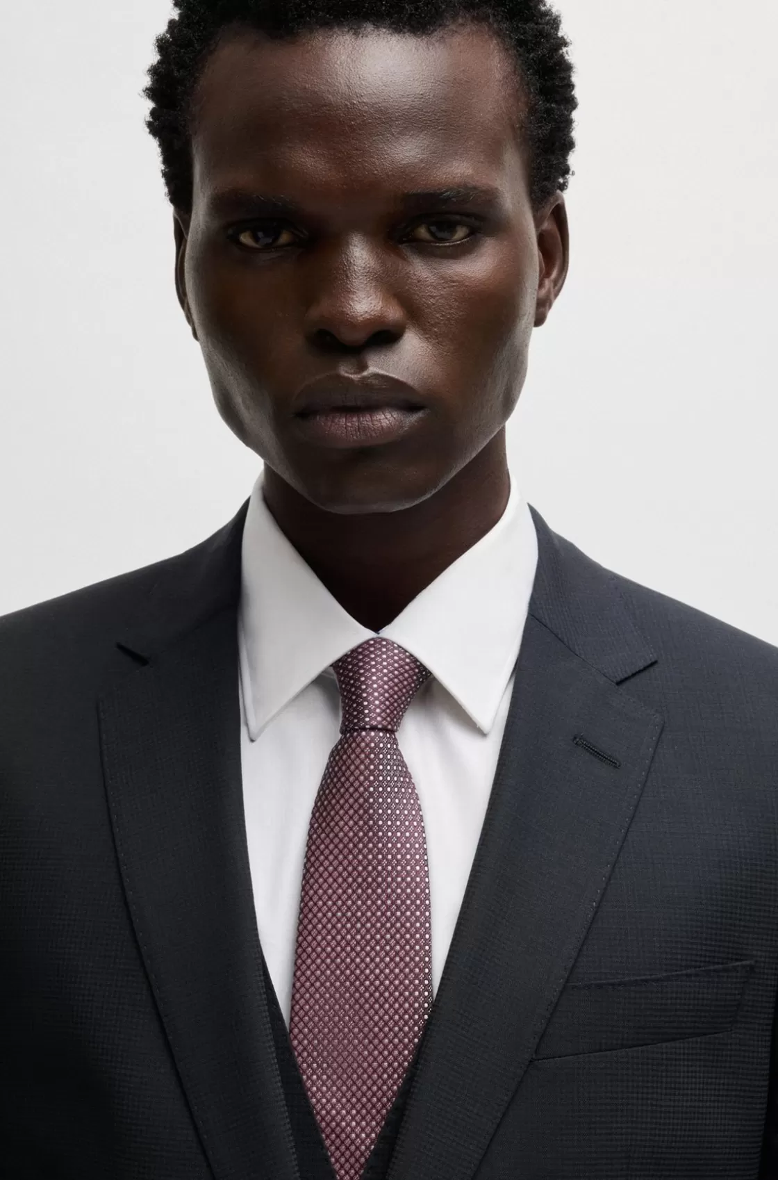 HUGO BOSS Silk Tie With Jacquard Pattern Dark Red Clearance