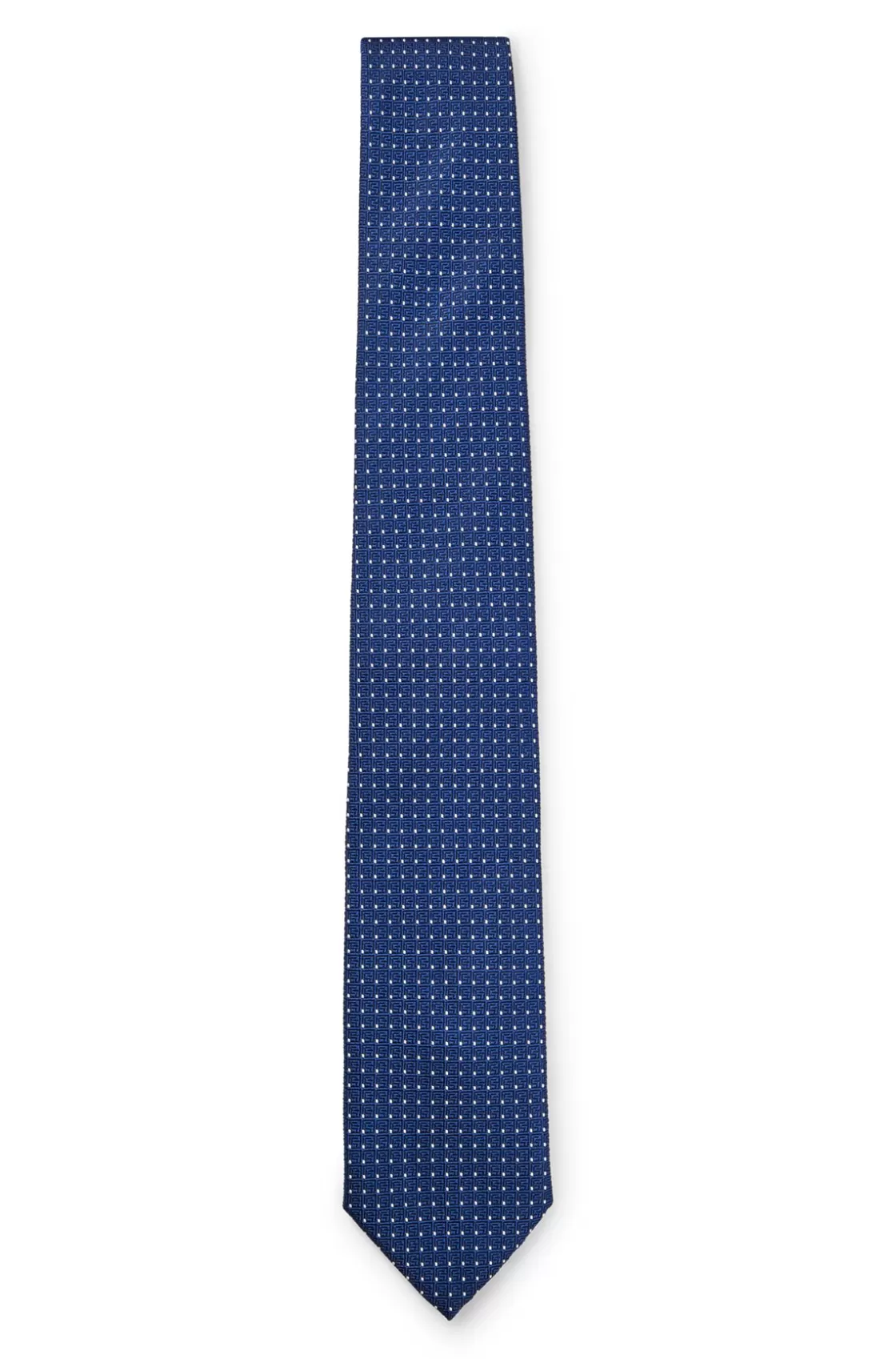HUGO BOSS Silk-blend Tie With Jacquard Dot Pattern Blue Outlet