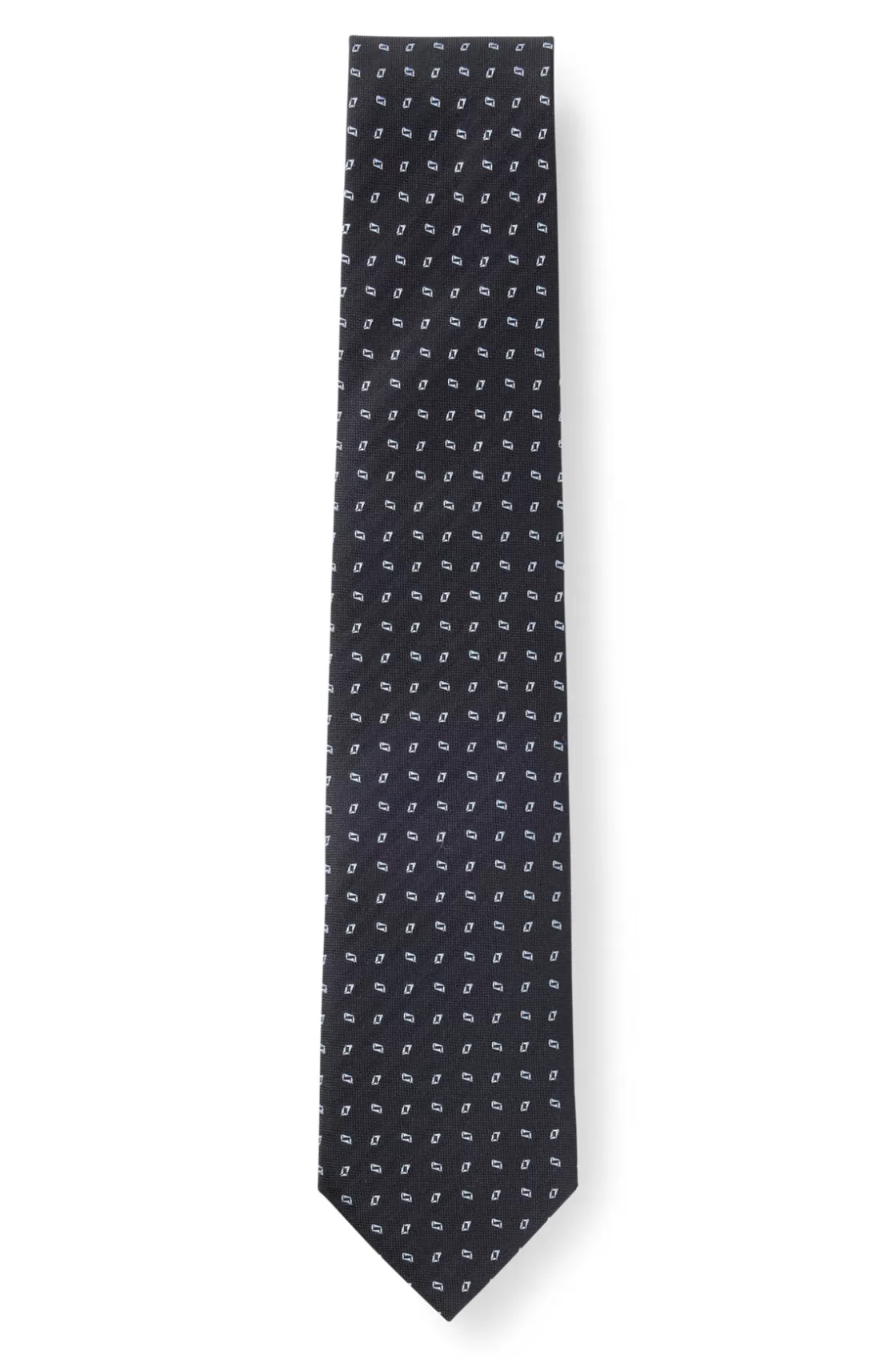 HUGO BOSS Silk-blend Tie With Jacquard Pattern Dark Blue New