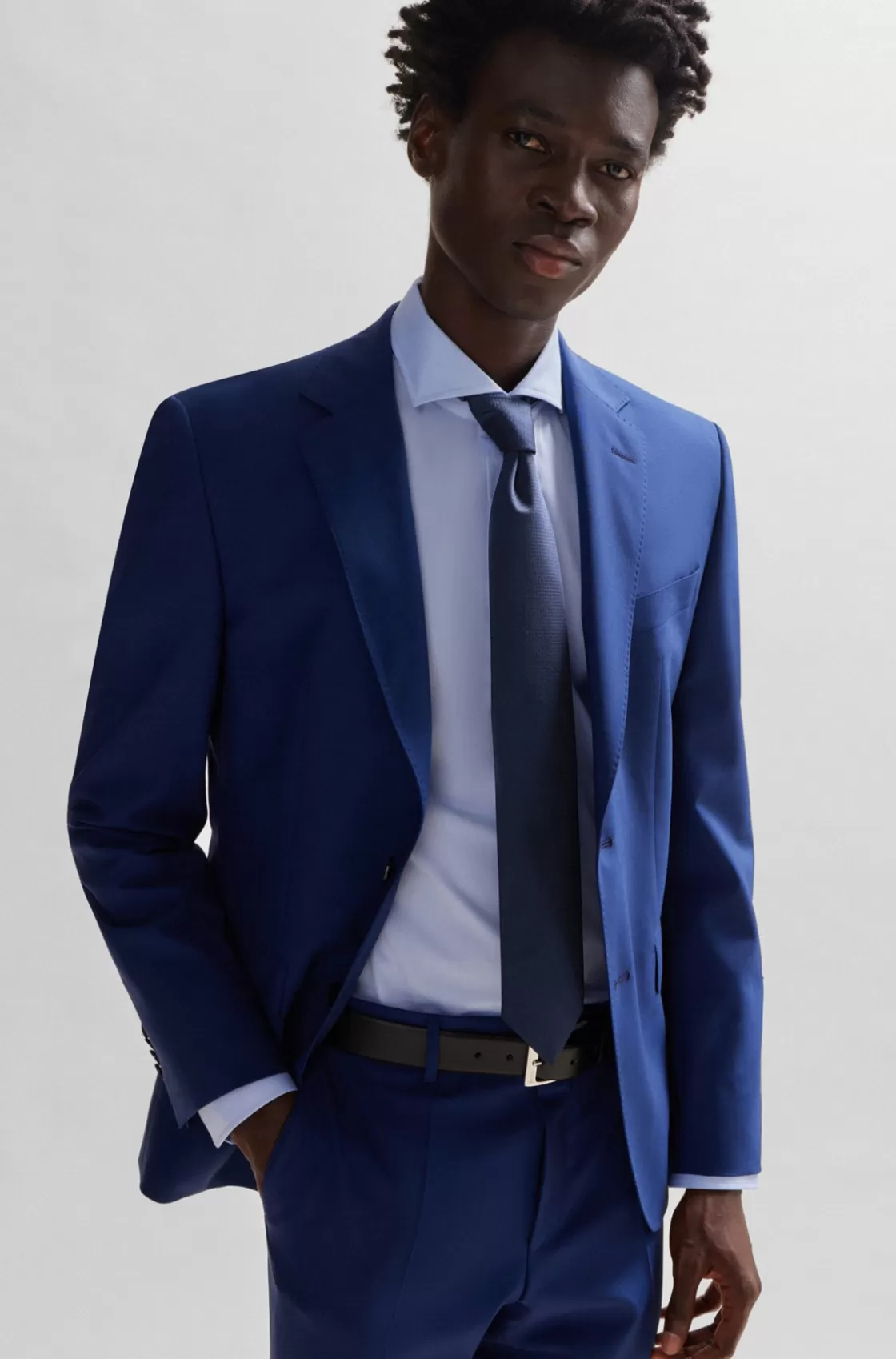 HUGO BOSS Silk-blend Tie With Jacquard Pattern Dark Blue Discount