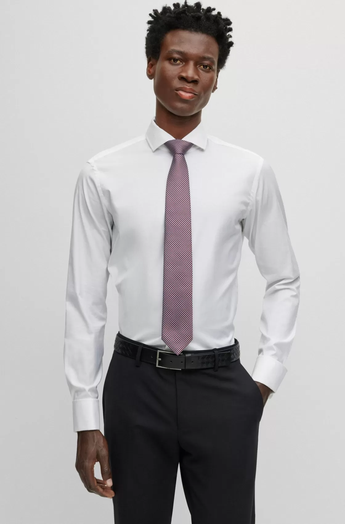 HUGO BOSS Silk-blend Tie With Jacquard Pattern Red Hot
