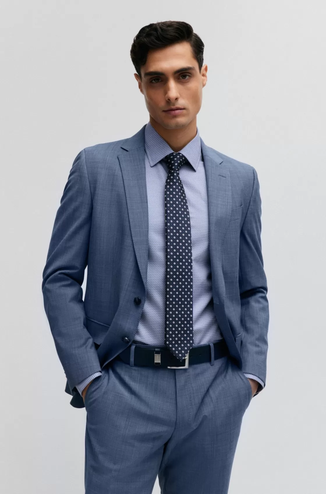 HUGO BOSS Silk-blend Tie With Jacquard Pattern Dark Blue Shop