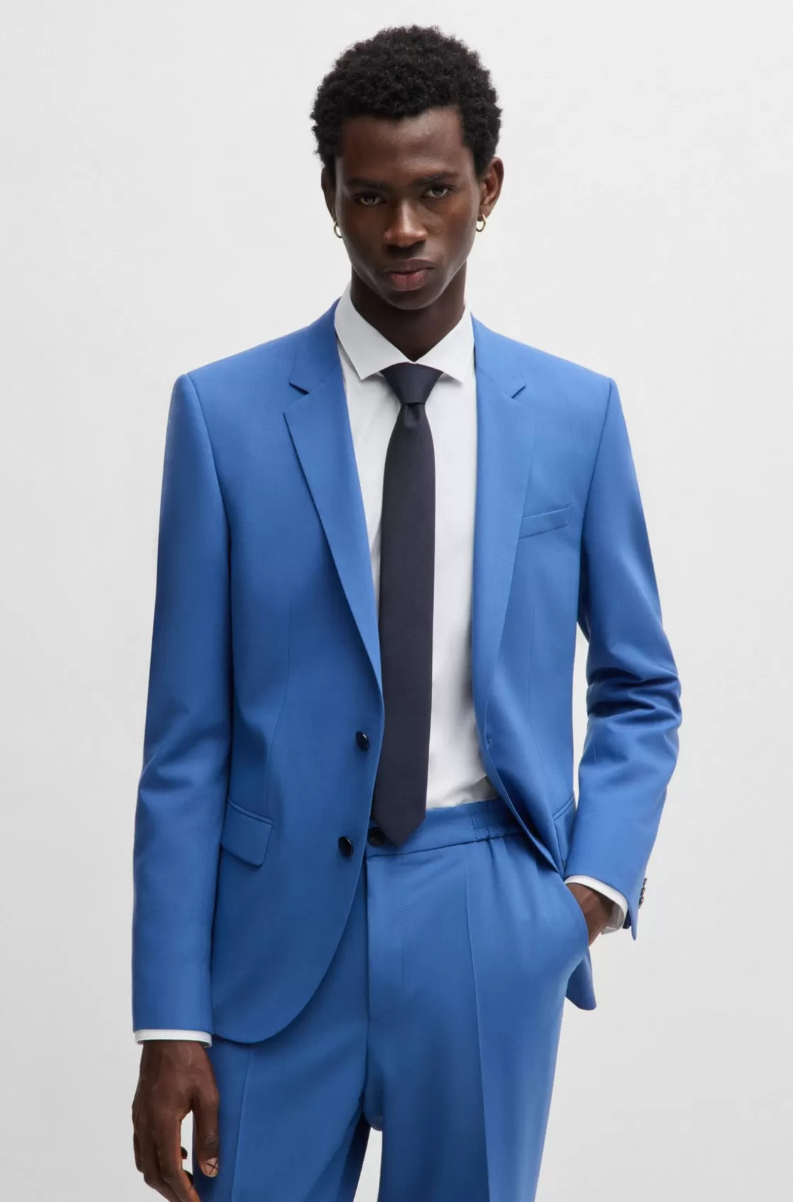 HUGO BOSS Silk-blend Tie With Jacquard Weave Dark Blue Clearance