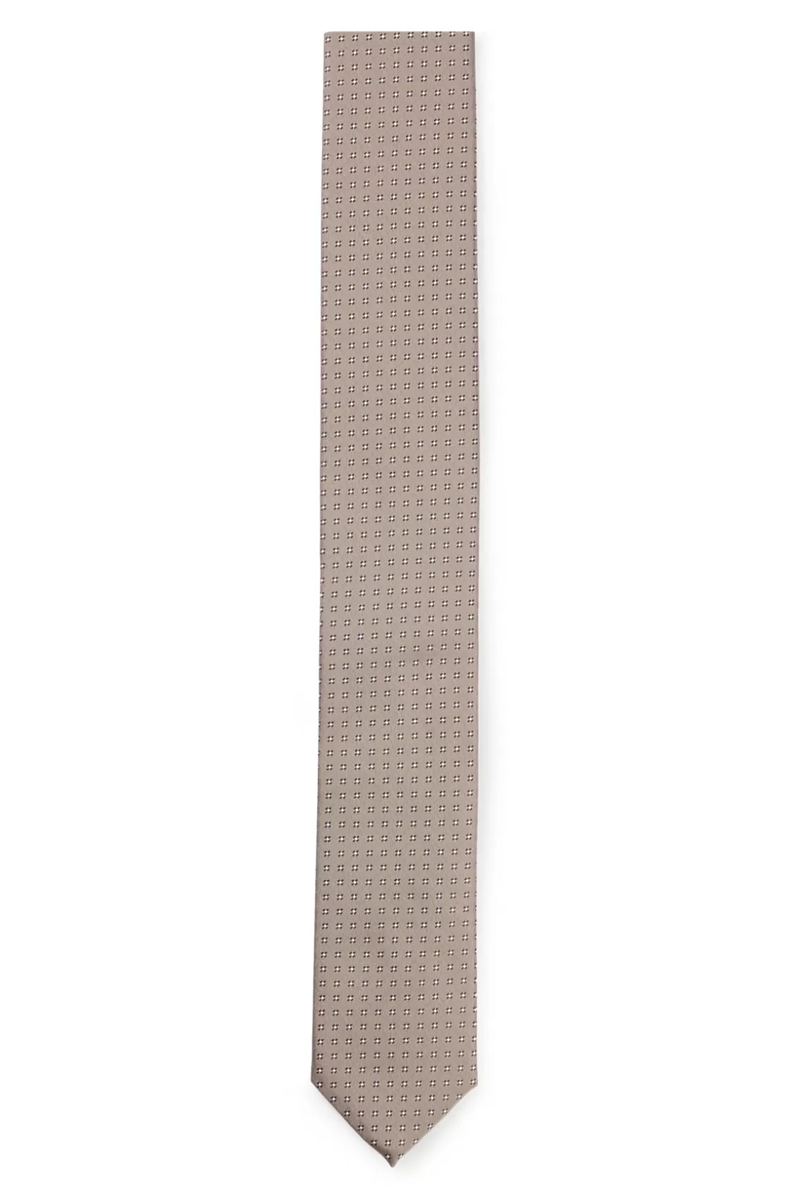 HUGO BOSS Silk-blend Tie With Jacquard-woven Pattern Light Beige Clearance