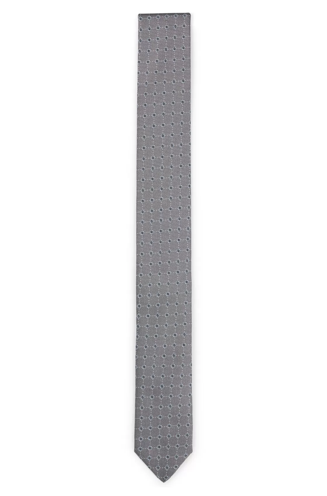 HUGO BOSS Silk-blend Tie With Jacquard-woven Pattern Silver Discount