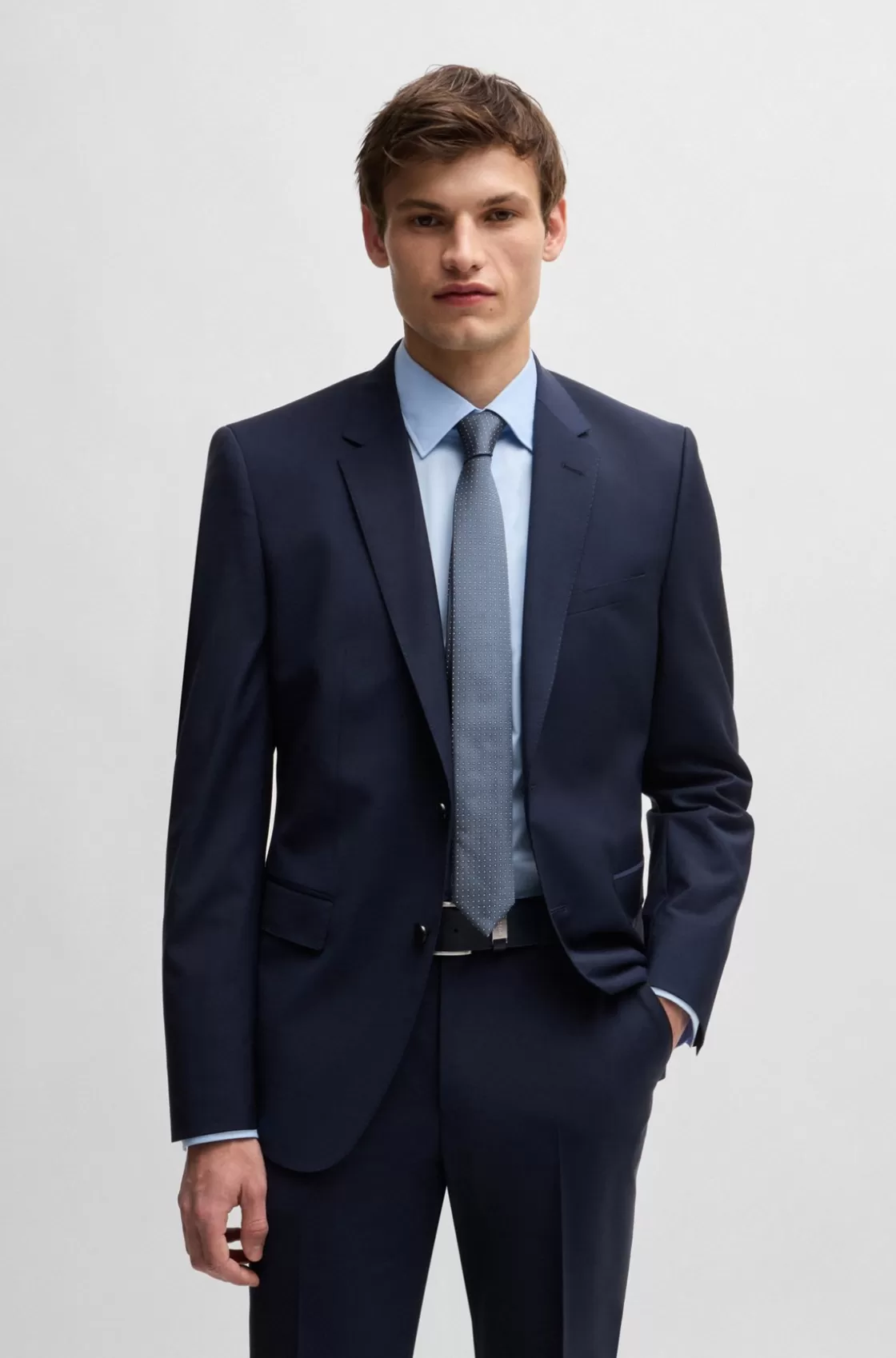 HUGO BOSS Silk-blend Tie With Jacquard-woven Pattern Light Blue Clearance