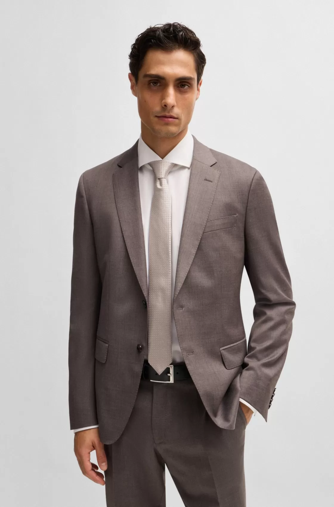 HUGO BOSS Silk-blend Tie With Jacquard-woven Pattern Light Beige Clearance