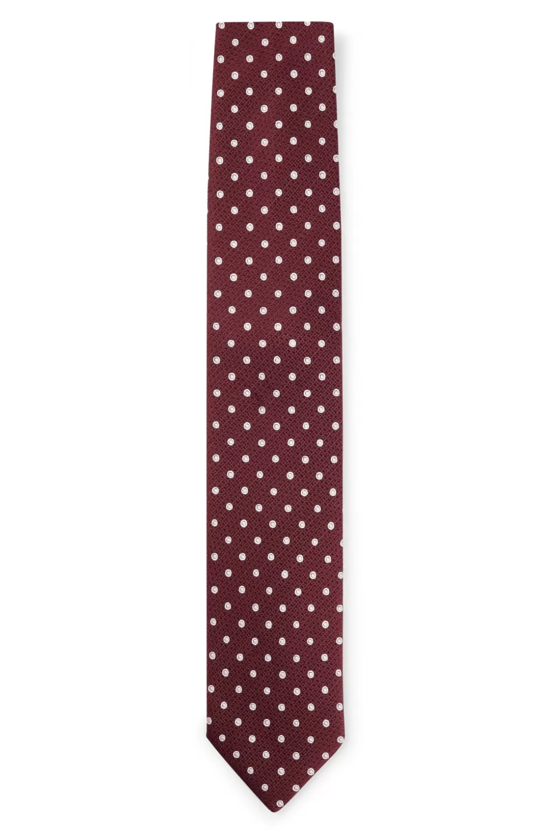 HUGO BOSS Silk-jacquard Tie With Micro Pattern Dark Red Cheap