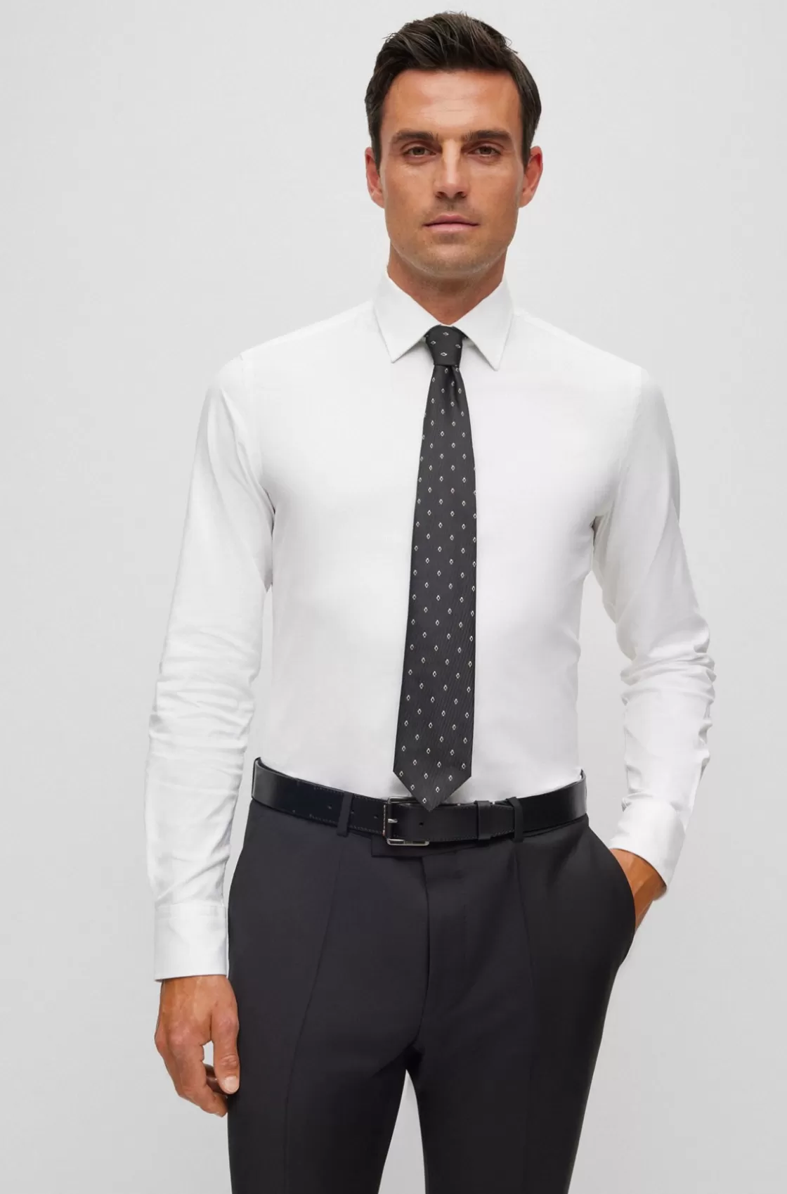 HUGO BOSS Silk-jacquard Tie With Modern Pattern Black Best