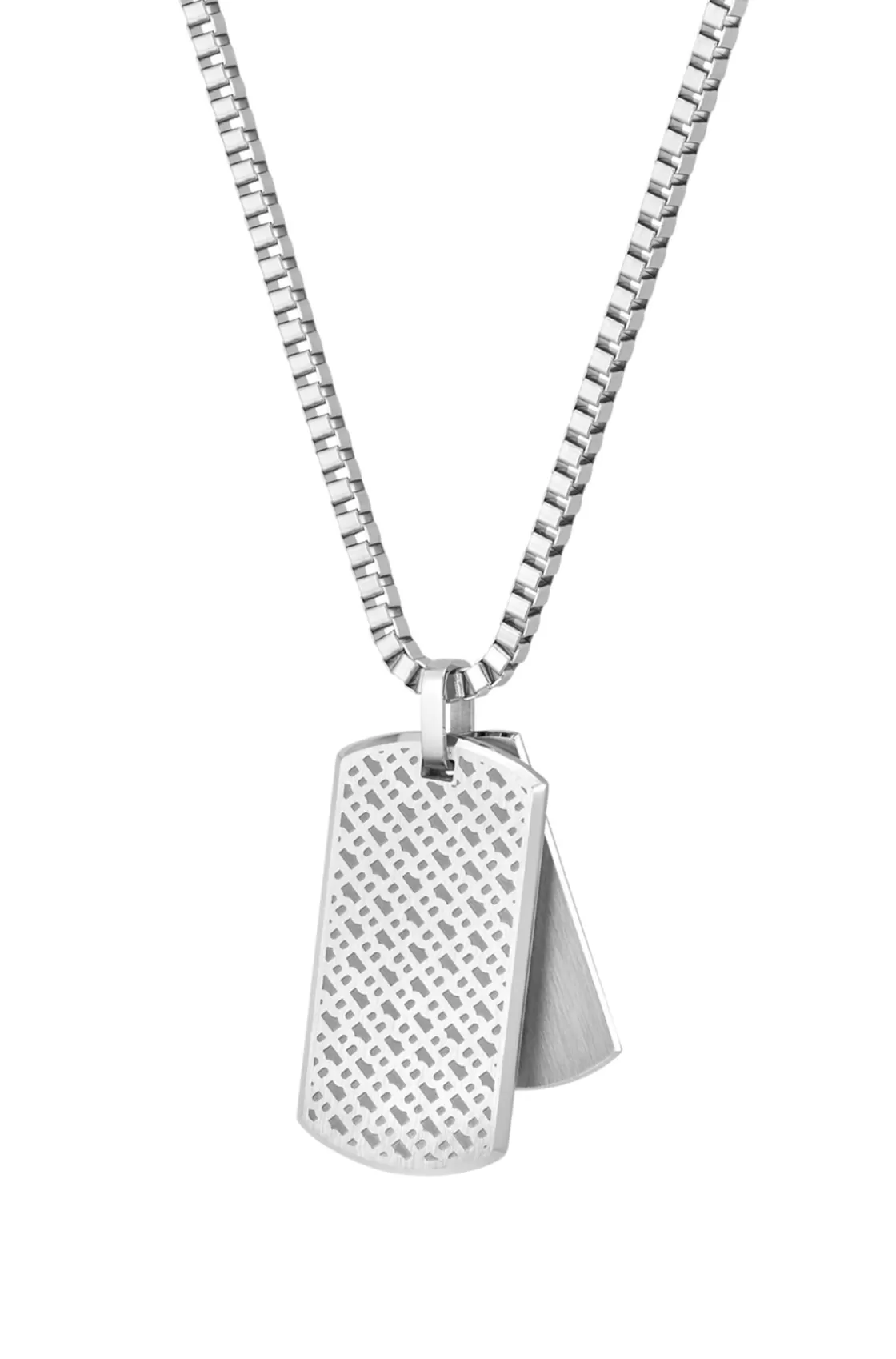 HUGO BOSS Silver-tone Necklace With Double-tag Logo Pendant Assorted-Pre-Pack Shop