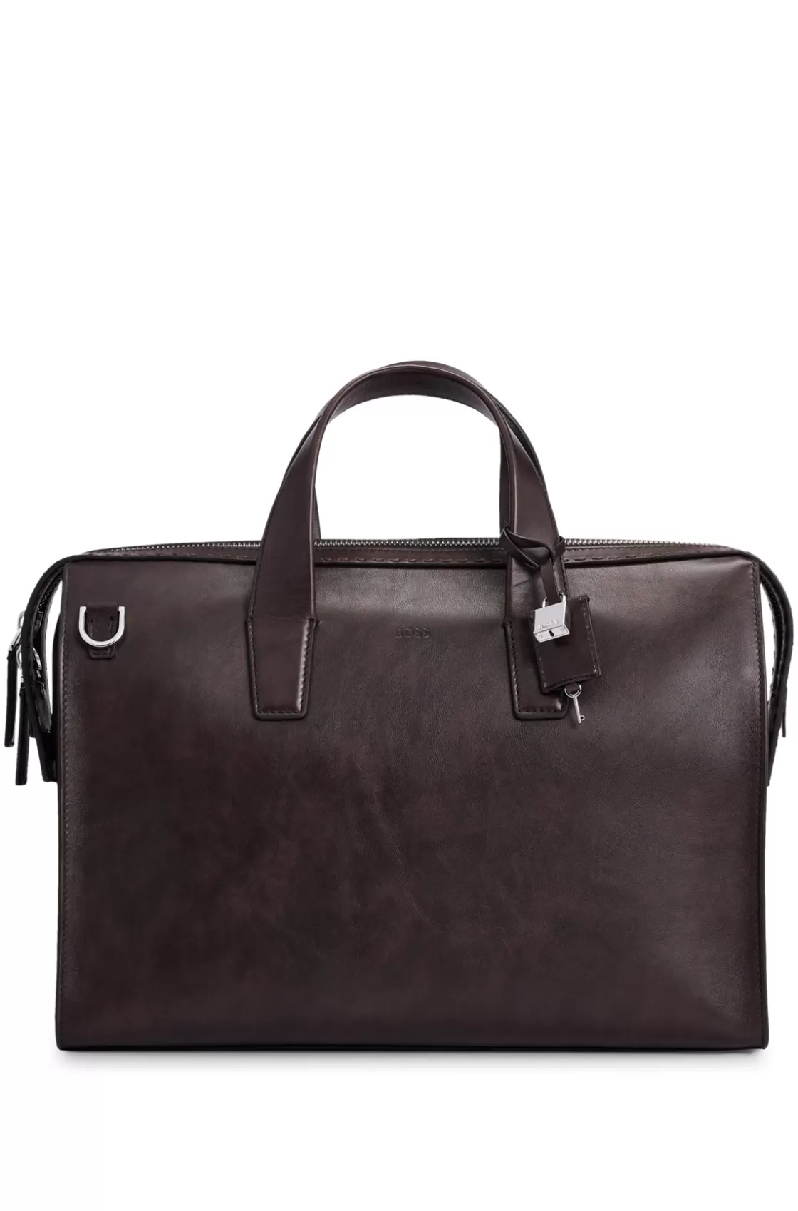 HUGO BOSS Single Document Case In Leather With Smart Sleeve Dark Brown Sale