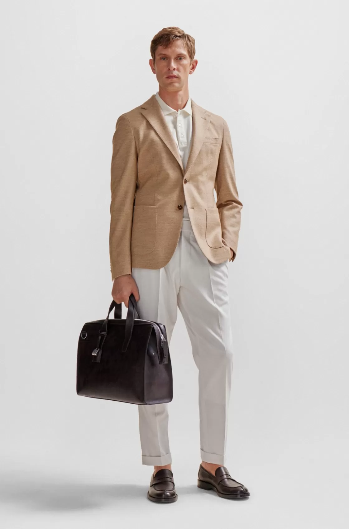 HUGO BOSS Single Document Case In Leather With Smart Sleeve Dark Brown Sale