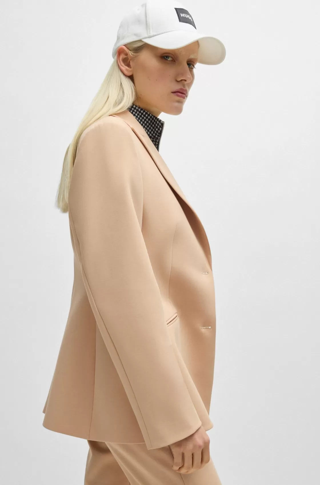 HUGO BOSS Single-breasted Blazer In An Hourglass Silhouette Light Beige Cheap