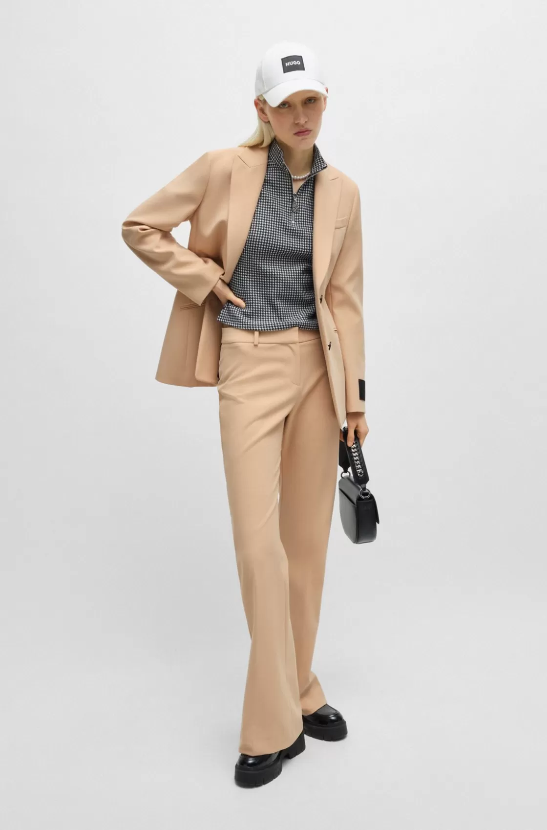 HUGO BOSS Single-breasted Blazer In An Hourglass Silhouette Light Beige Cheap