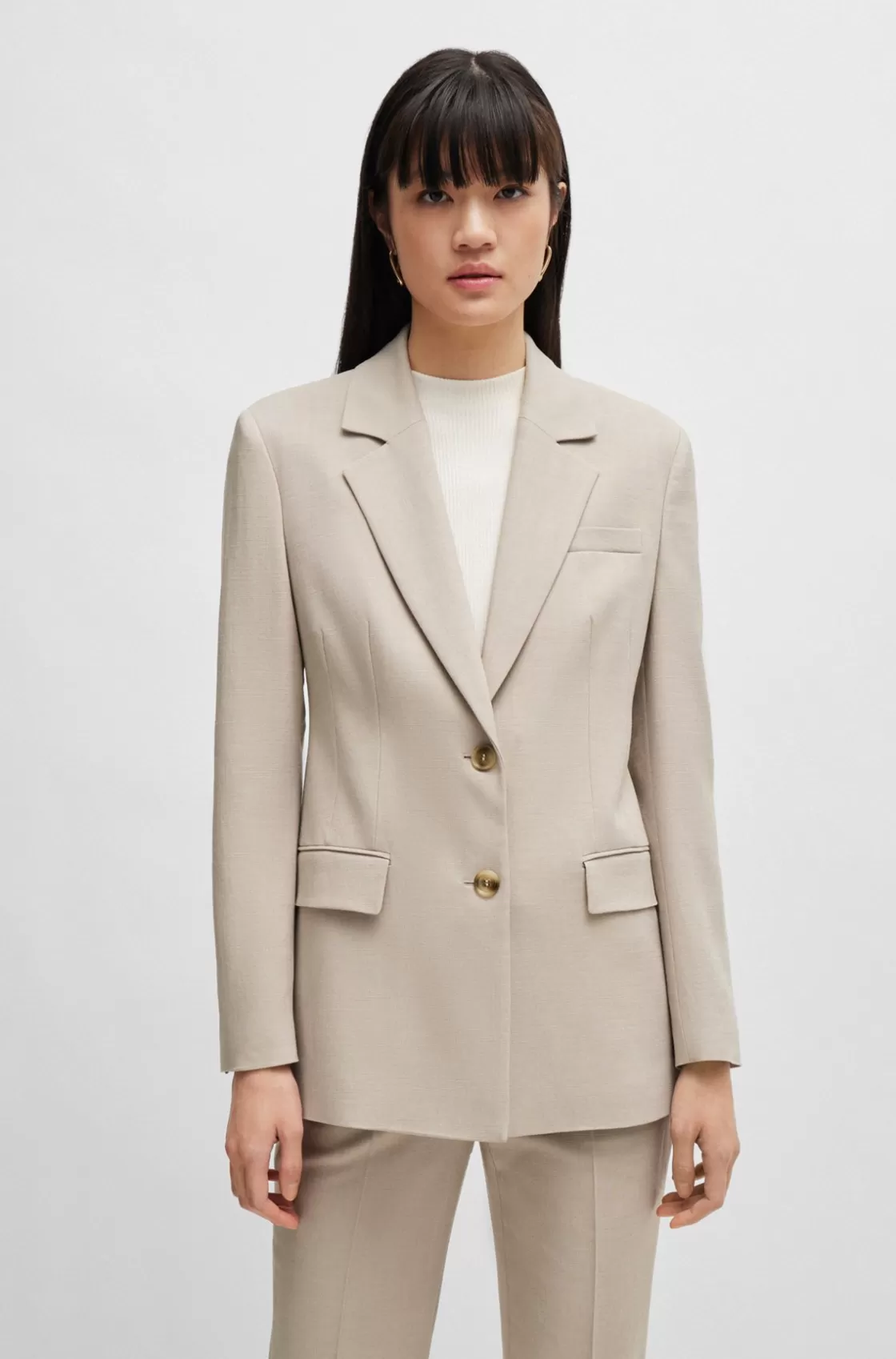 HUGO BOSS Single-breasted Jacket In Stretch Fabric Light Beige Discount