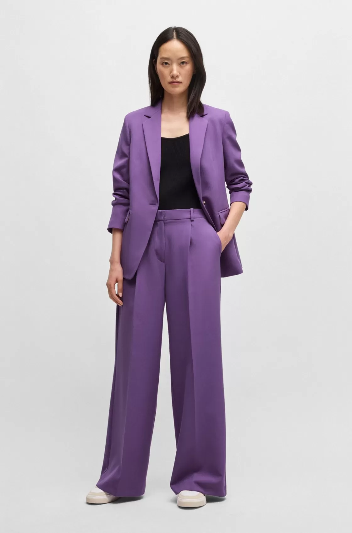 HUGO BOSS Single-breasted Jacket In Stretch Fabric Light Purple Online