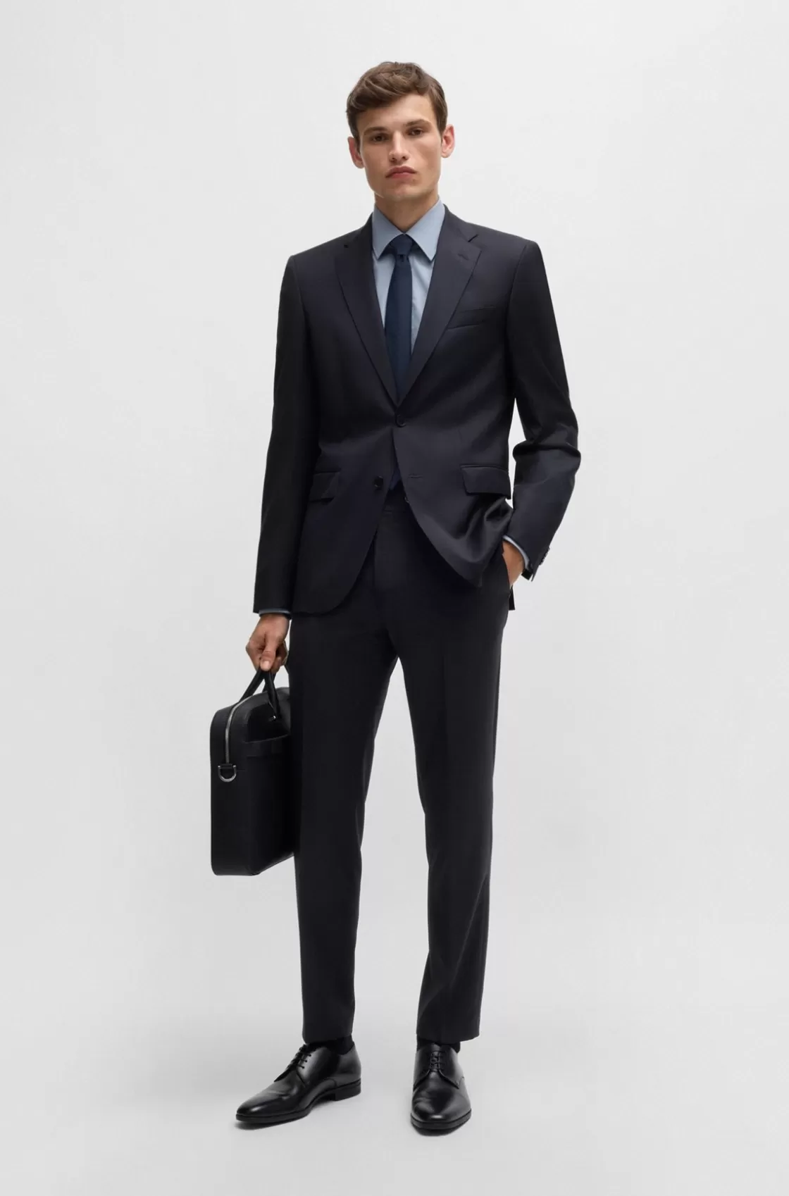 HUGO BOSS Single-breasted Jacket In Virgin-wool Serge Dark Blue Outlet