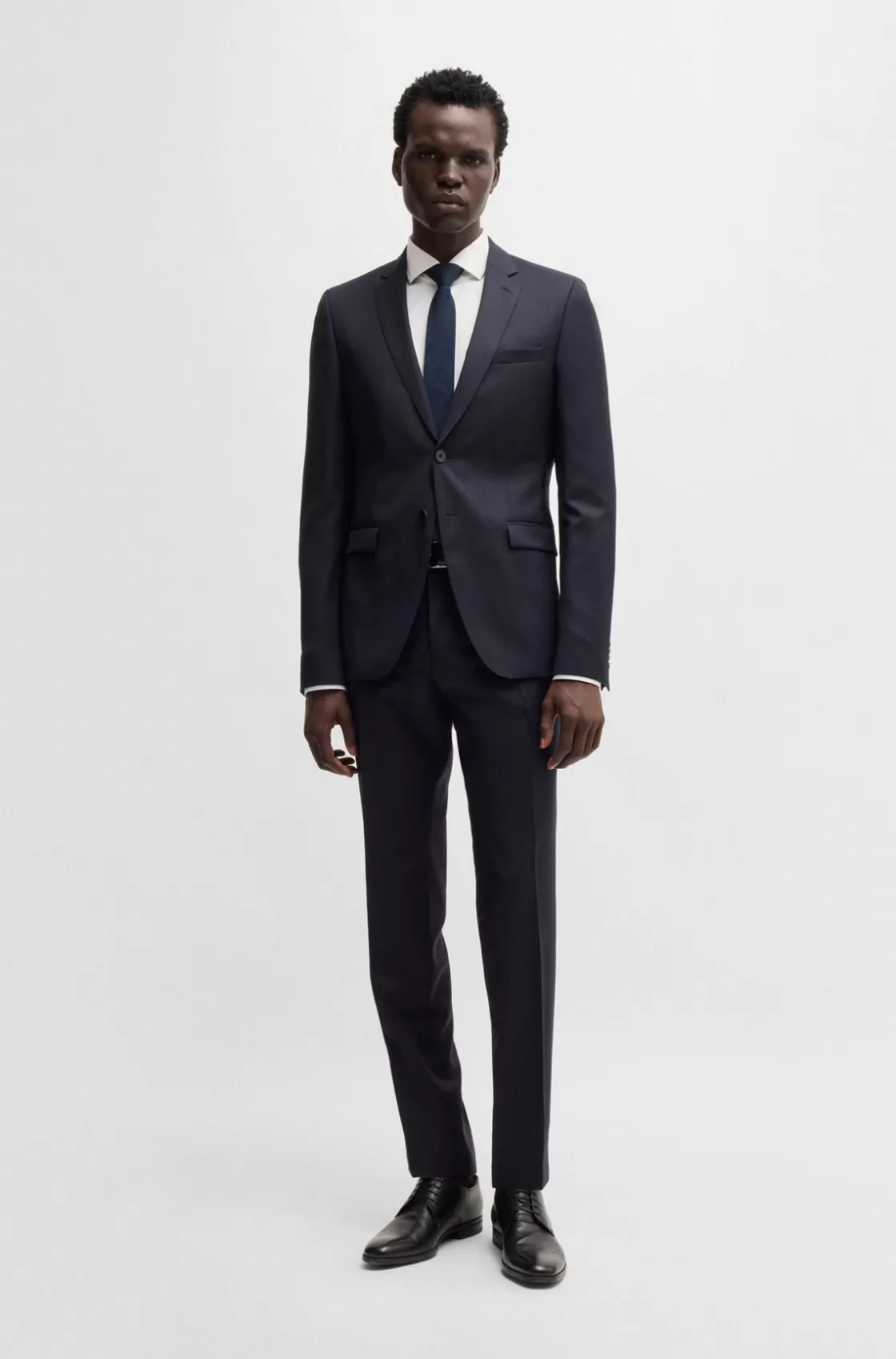 HUGO BOSS Single-breasted Jacket In Virgin-wool Serge Dark Blue Fashion