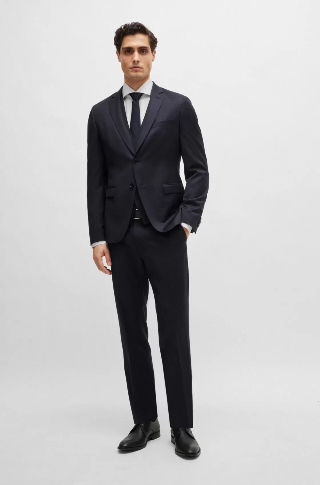 HUGO BOSS Single-breasted Waistcoat In Virgin-wool Serge Dark Blue Discount