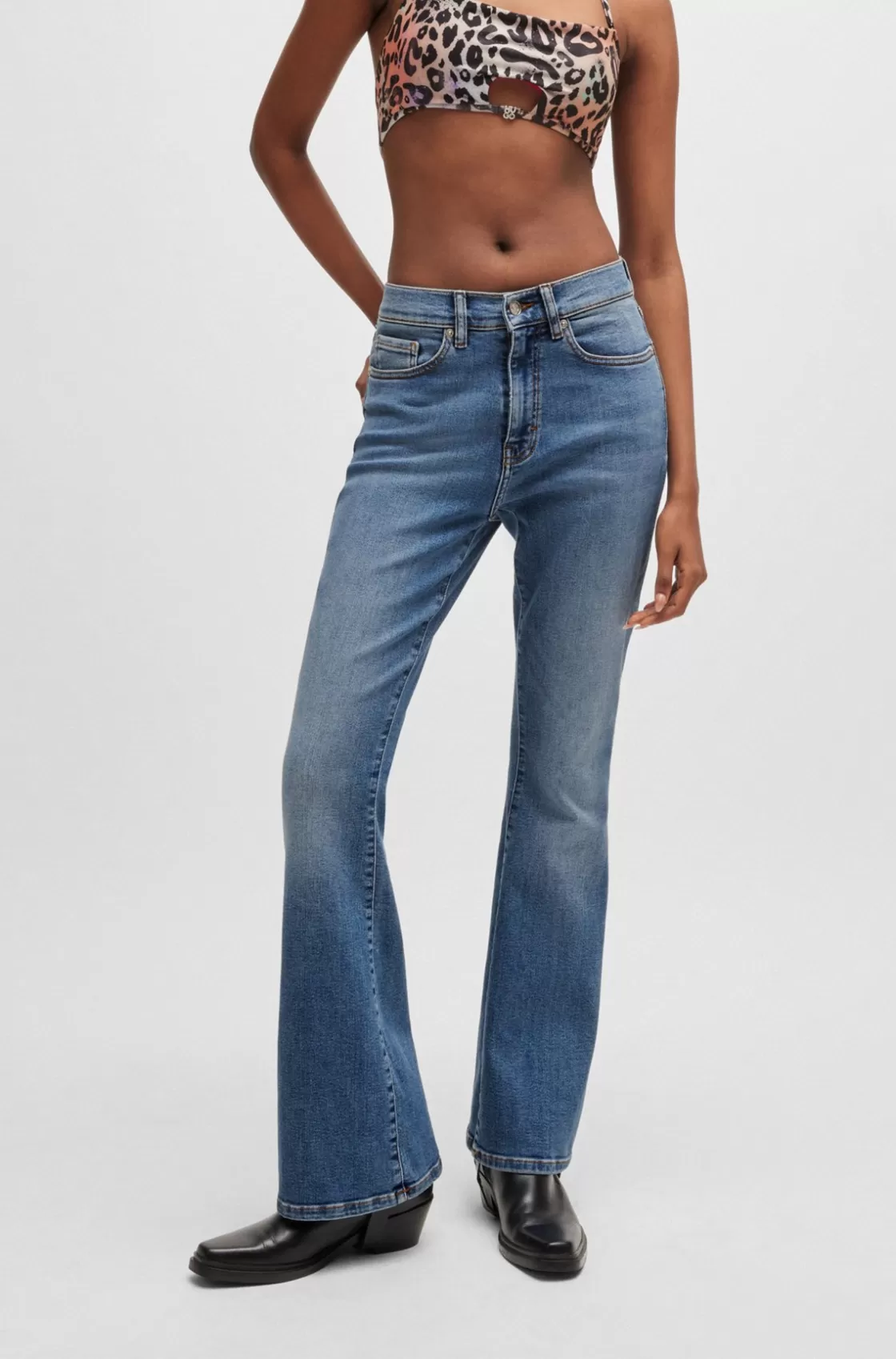 HUGO BOSS Skinny-fit Flared Jeans In Super-stretch Denim Blue Fashion