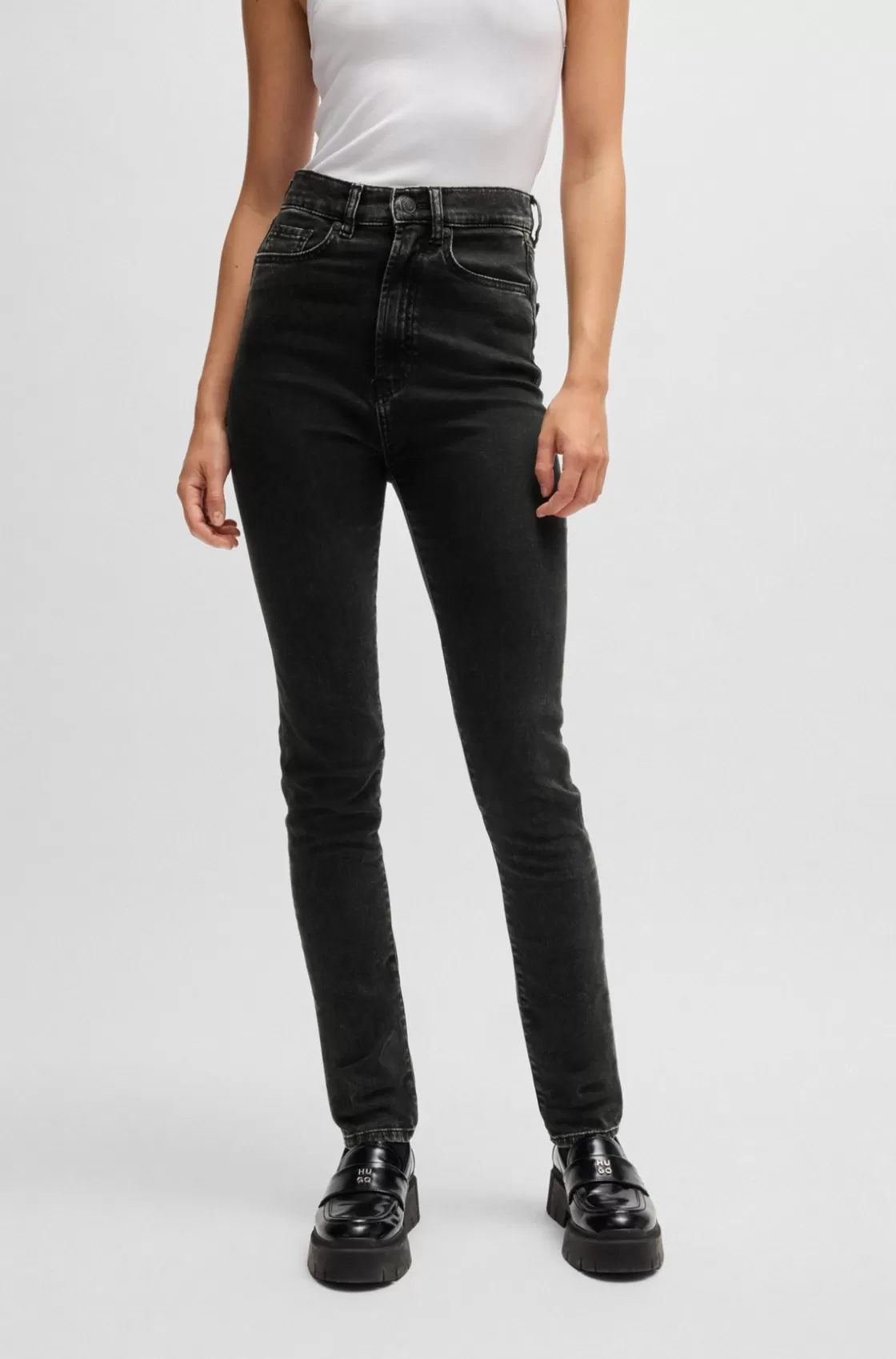 HUGO BOSS Skinny-fit Jeans In Black Super-stretch Denim Dark Grey Discount