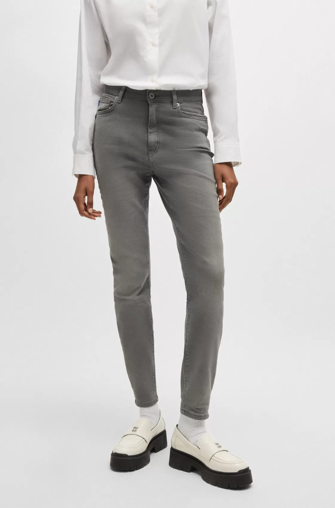 HUGO BOSS Skinny-fit Jeans In Dark-gray Stretch Denim Dark Grey Hot