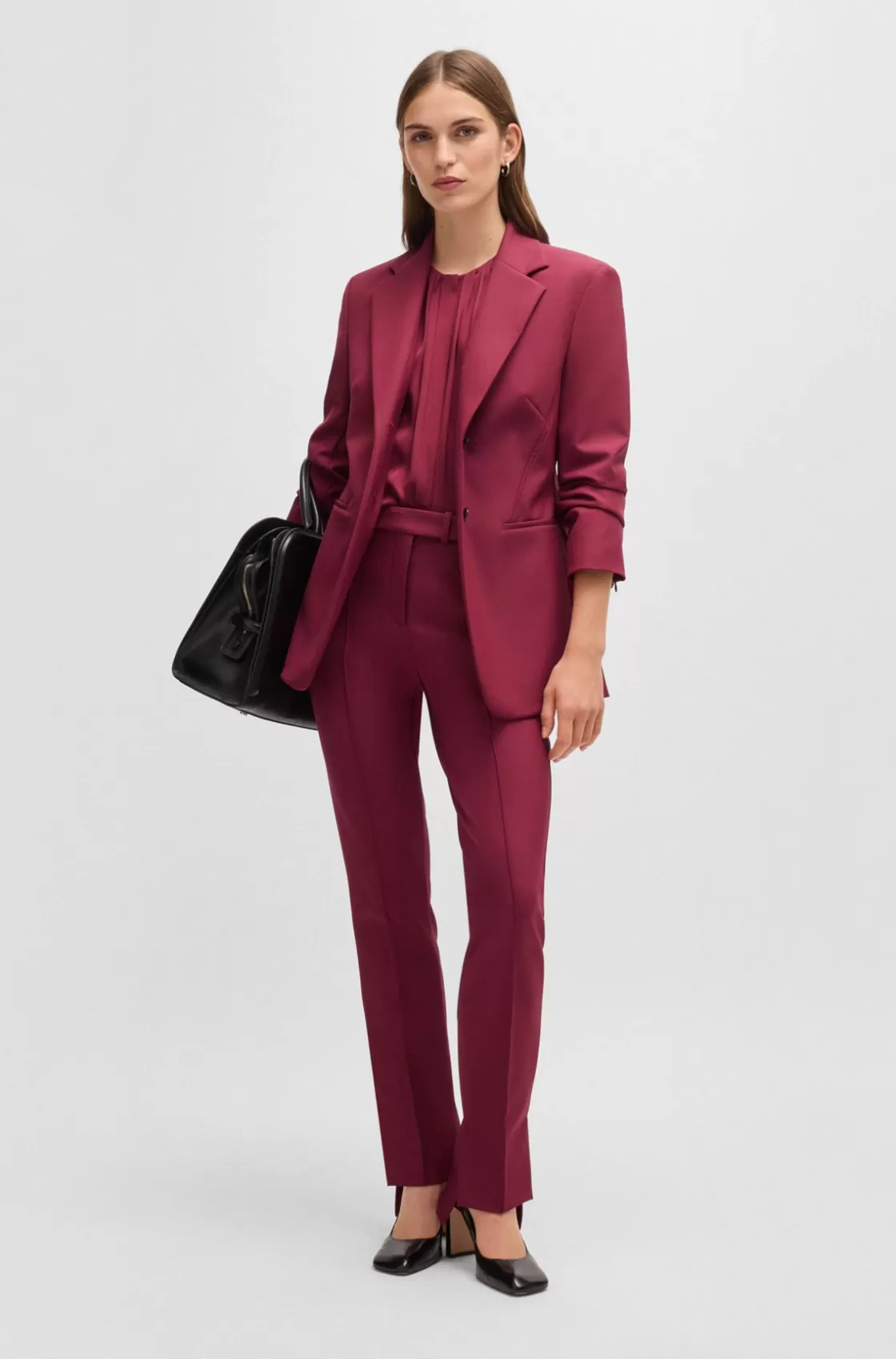 HUGO BOSS Skinny-leg Trousers In Performance-stretch Fabric Dark Red Store