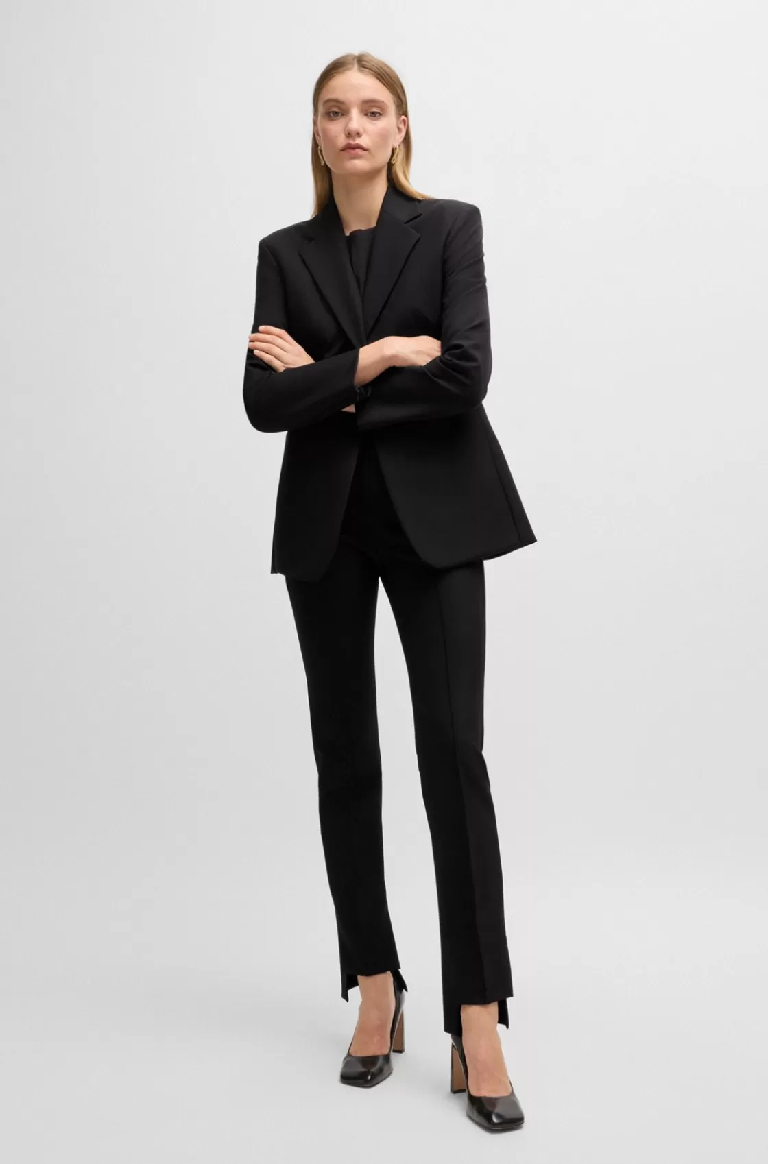 HUGO BOSS Skinny-leg Trousers In Performance-stretch Fabric Black Cheap