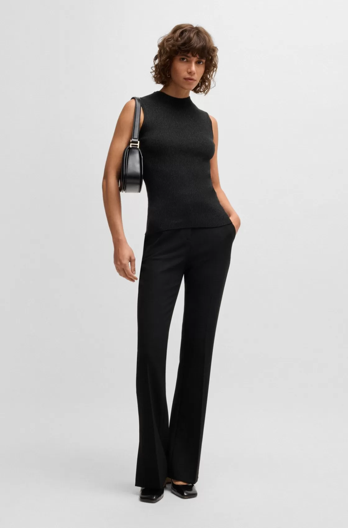 HUGO BOSS Sleeveless Ribbed Top With Sparkle Effect Black Shop