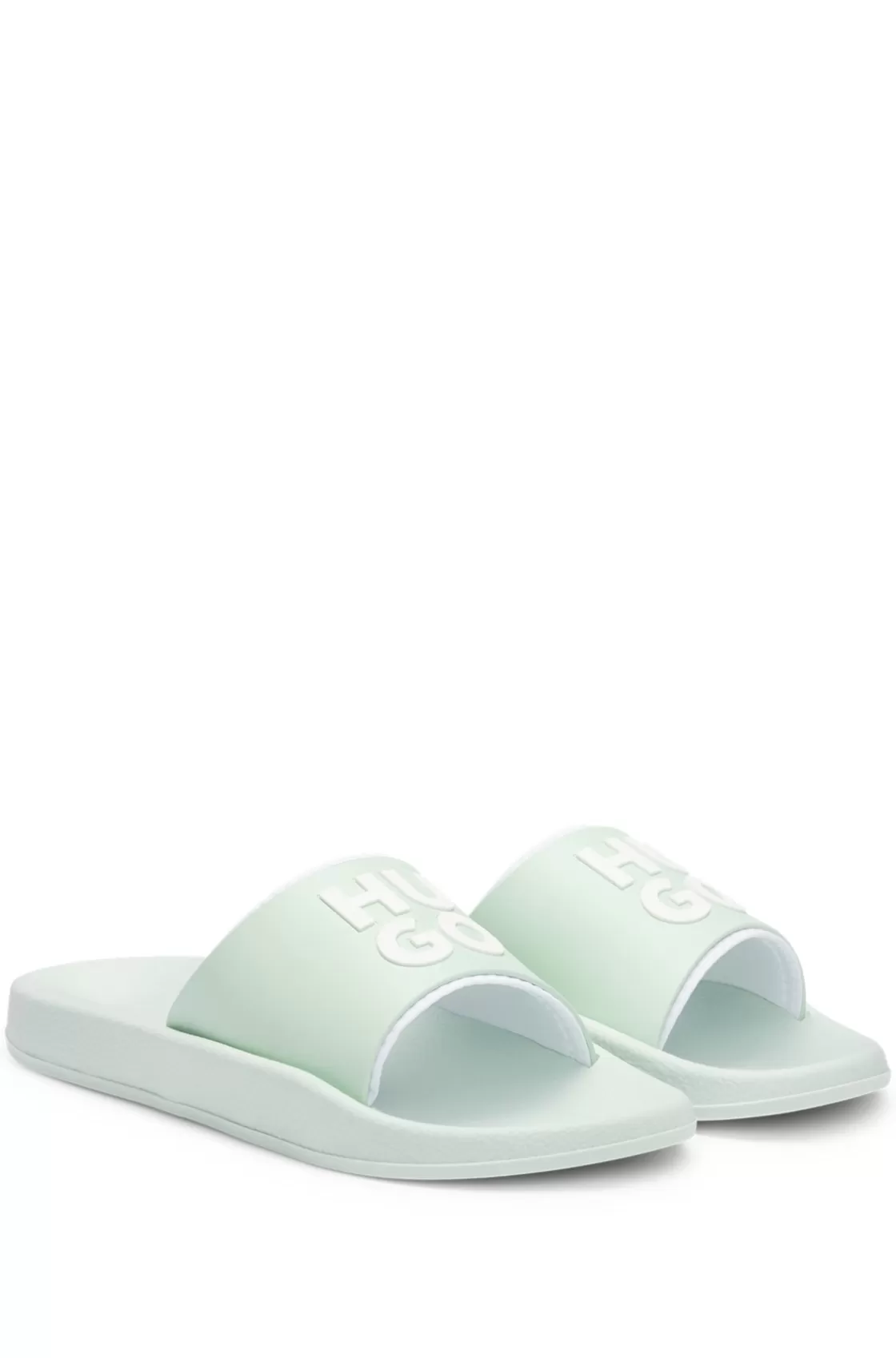 HUGO BOSS Slides With Logo-branded Straps Light Green Fashion